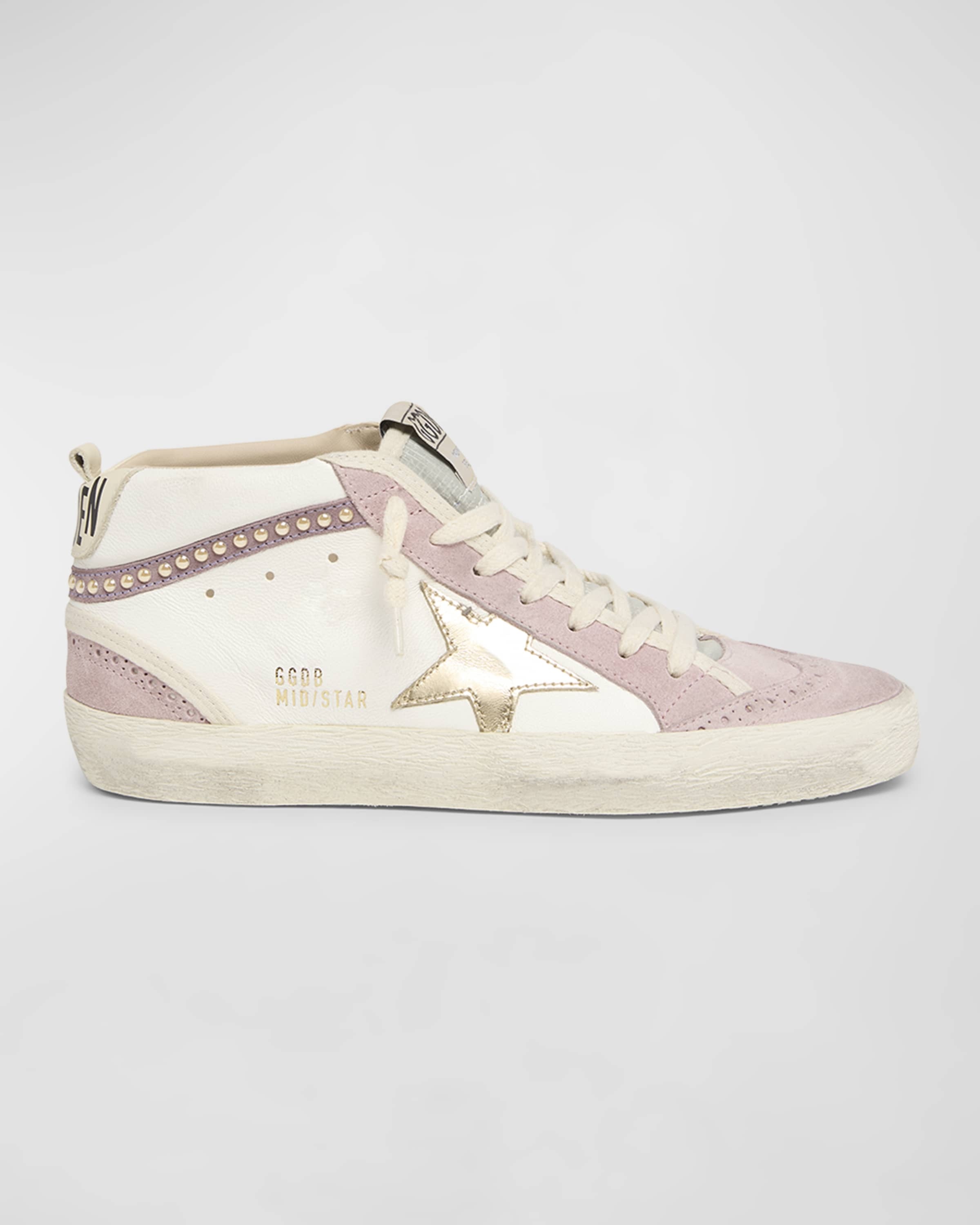 Midstar Mixed Leather Pearly Mid-Top Sneakers - 1