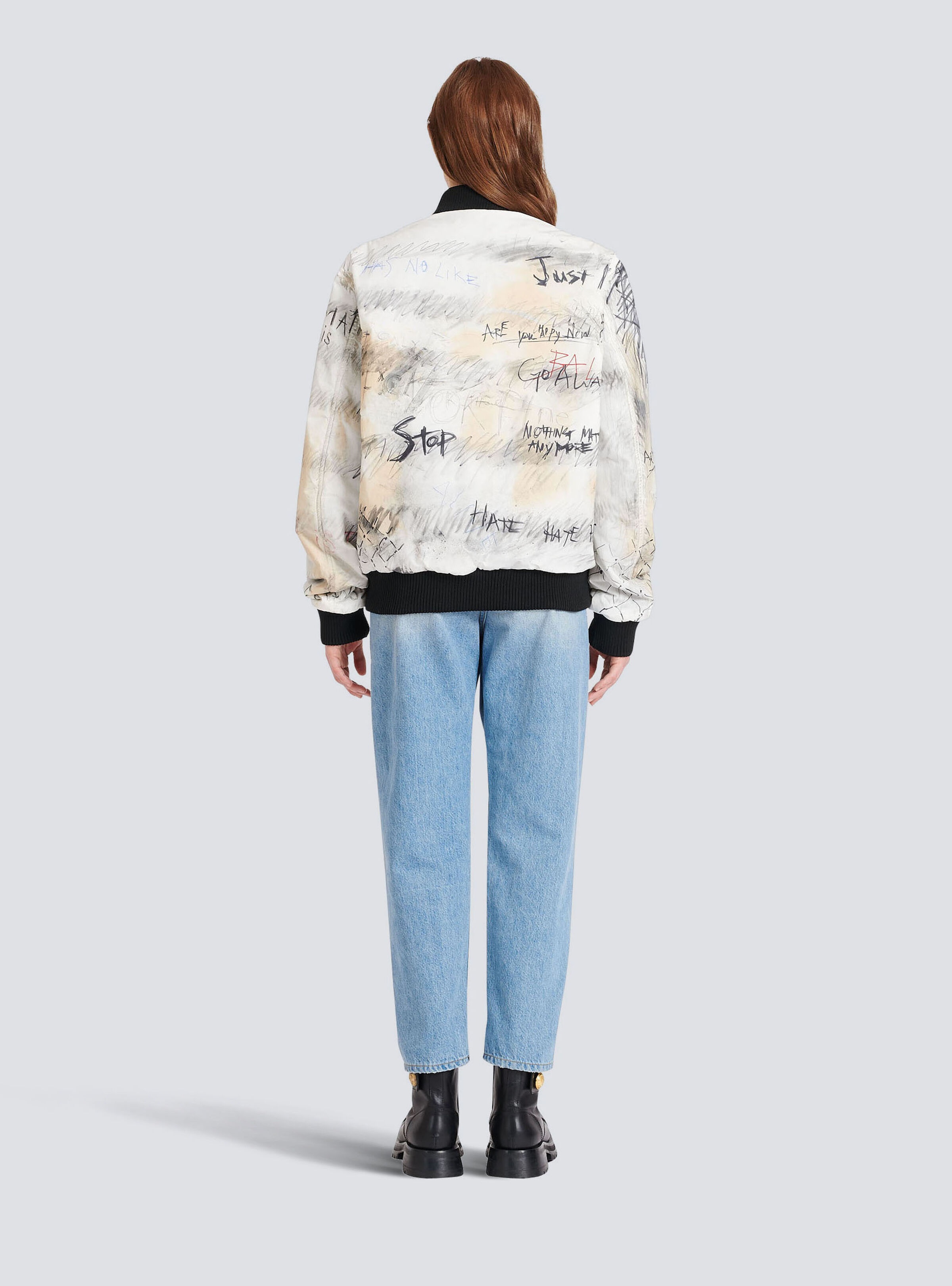 Unisex - Nylon bomber jacket with graffiti print - 5
