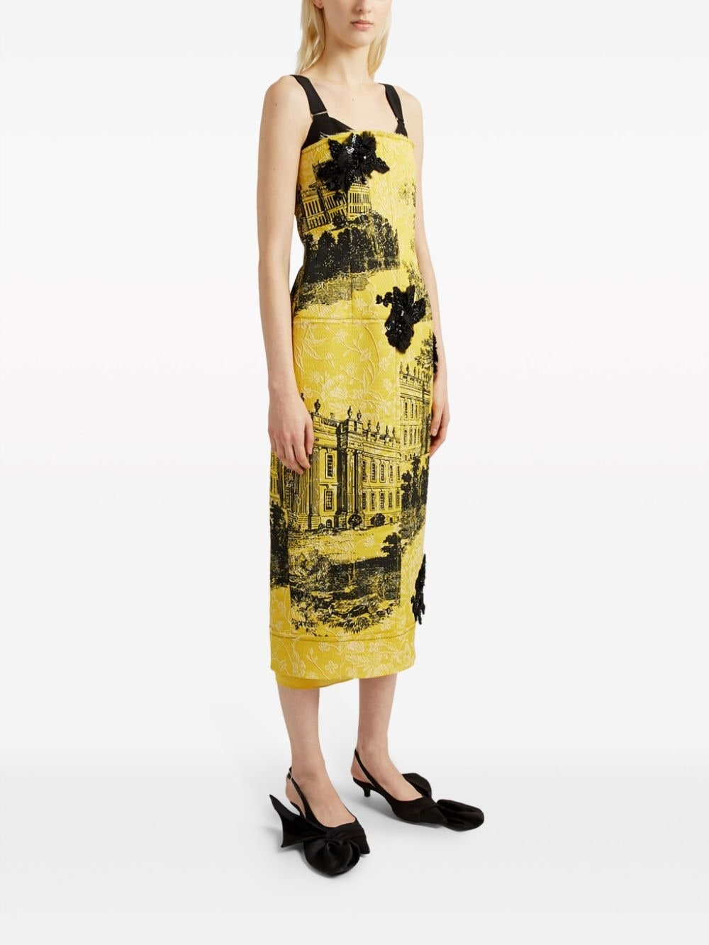 patterned-jacquard midi dress - 4