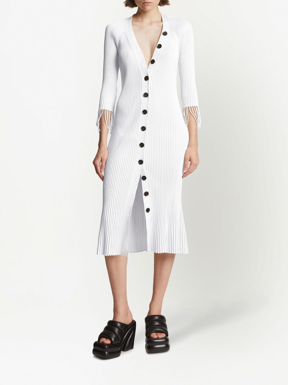 ribbed-knit buttoned-up dress - 2
