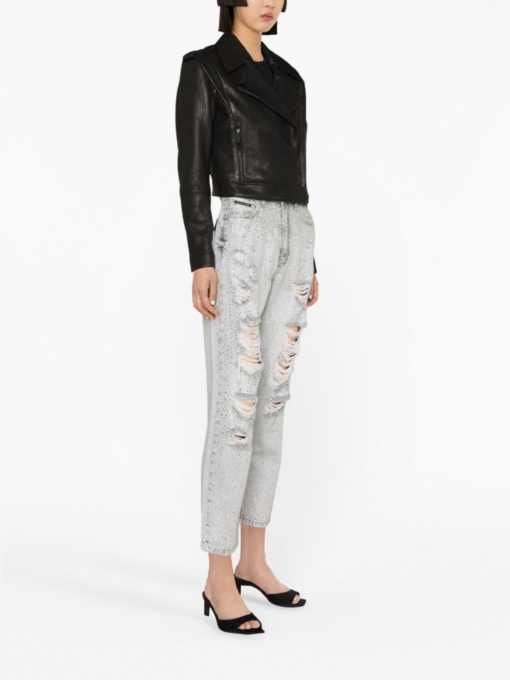 cropped biker jacket - 4