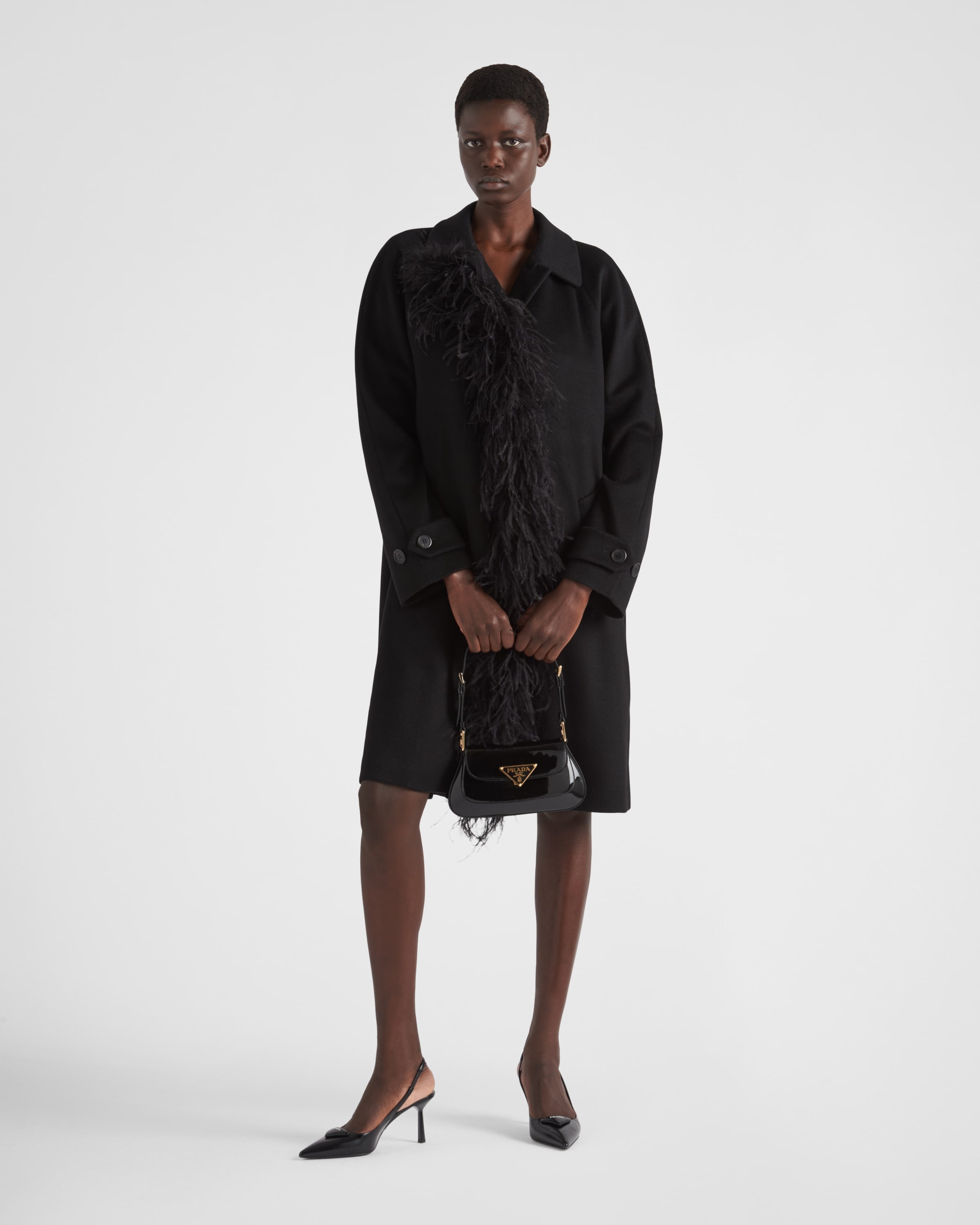 コート Prada Single-Breasted Cashmere Coat Prada Single-breasted cashmere coat with feathers | REVERSIBLE