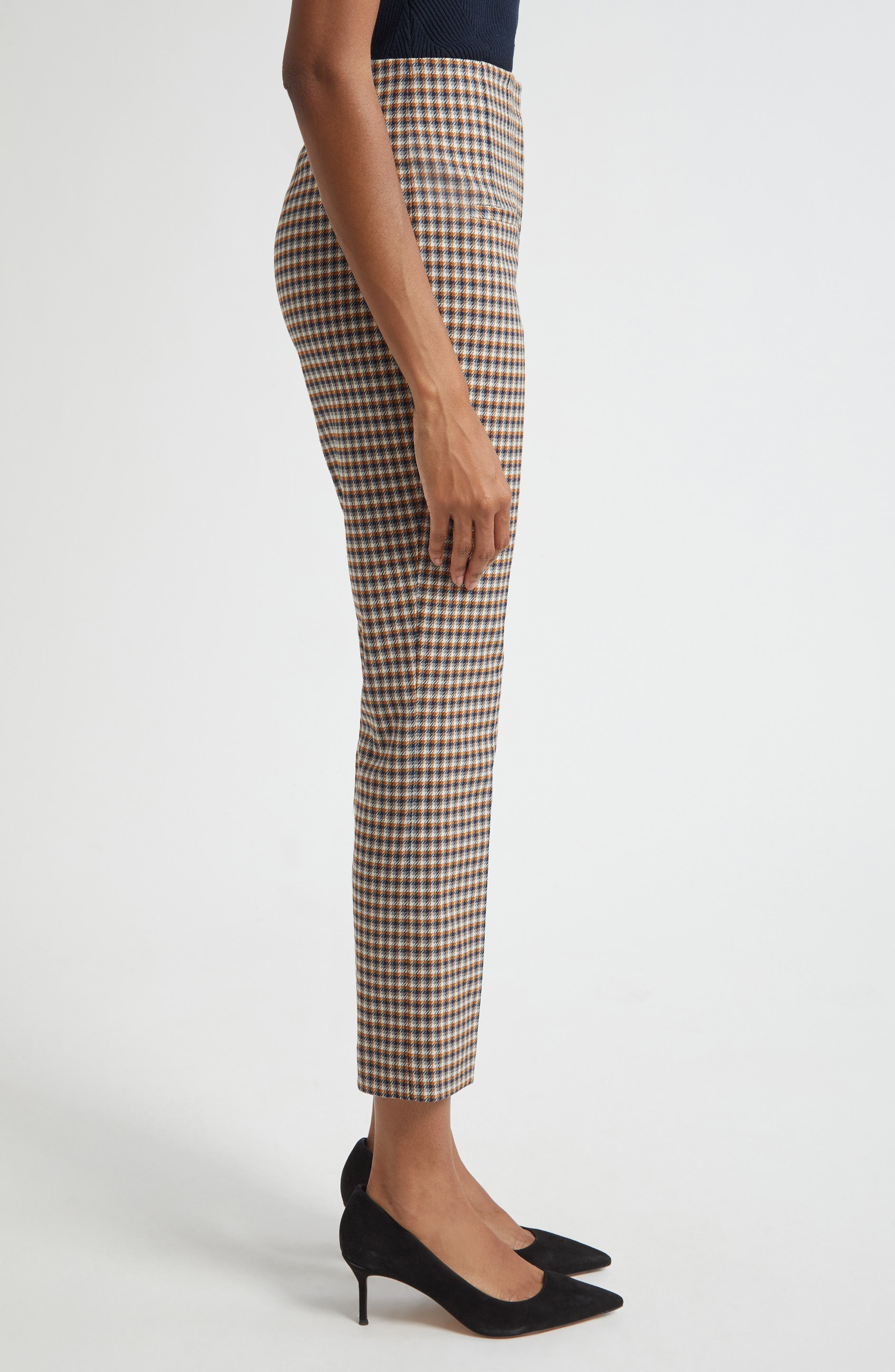 Veronica Beard Kean Check Crop Pants in Navy Multi at Nordstrom - 4