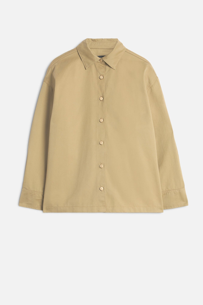 Comfort Twill Pleated Overshirt in Sand Storm 1