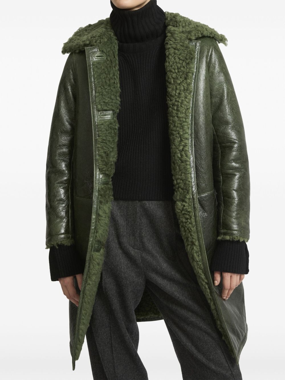 patent-finish leather coat - 4