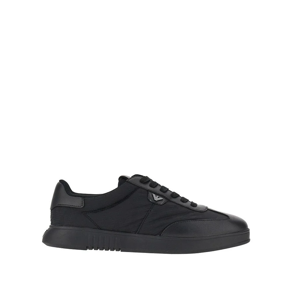Emporio Armani Nylon Leather Sneakers Black Men - 1