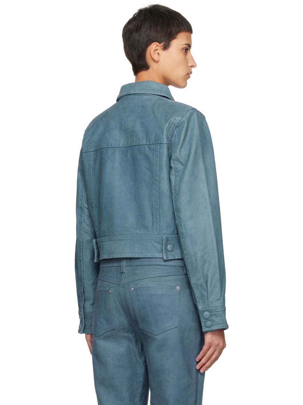 Blue Elleen Leather Jacket - 3