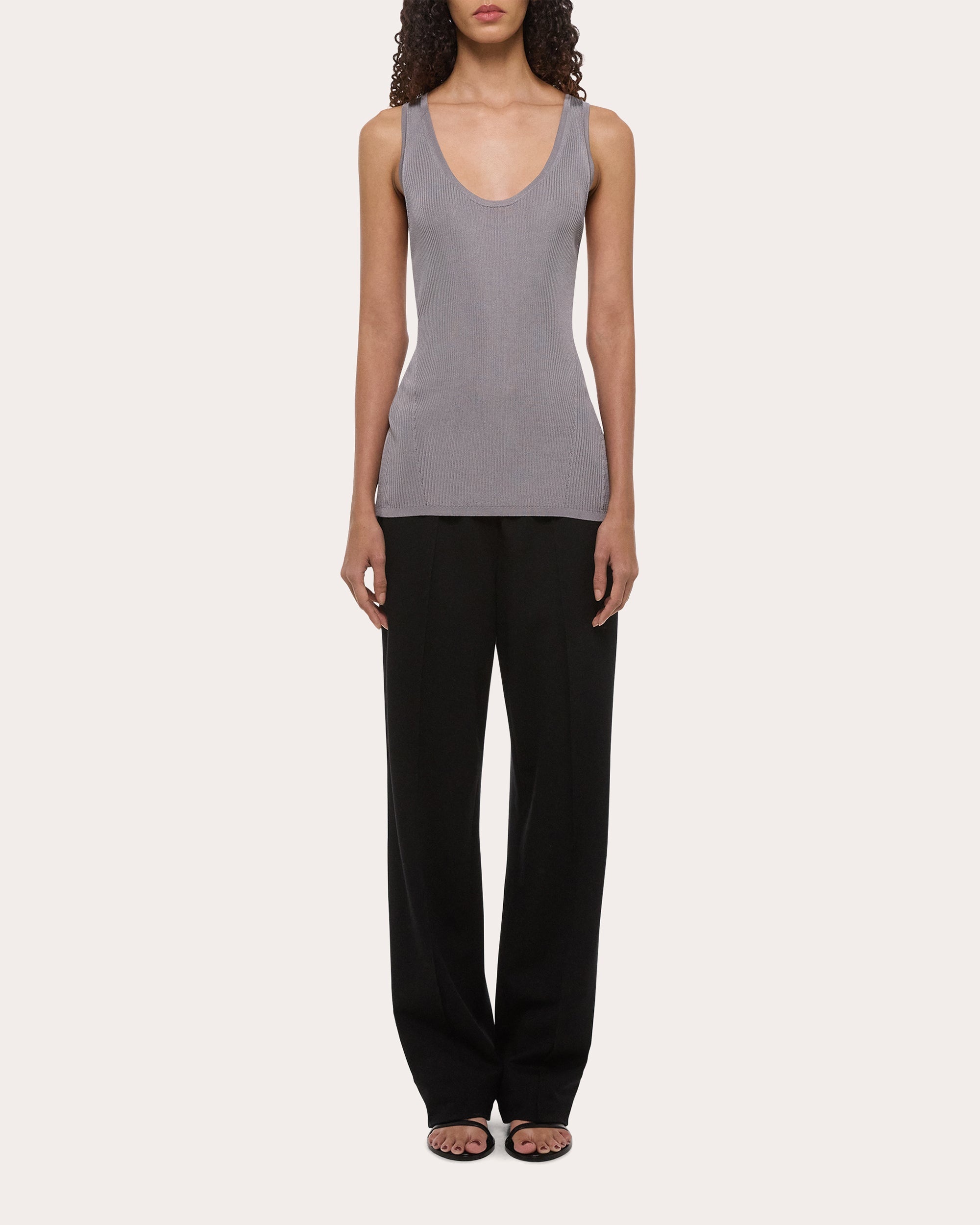Rib Knit Twisted Racerback Tank Top - 1