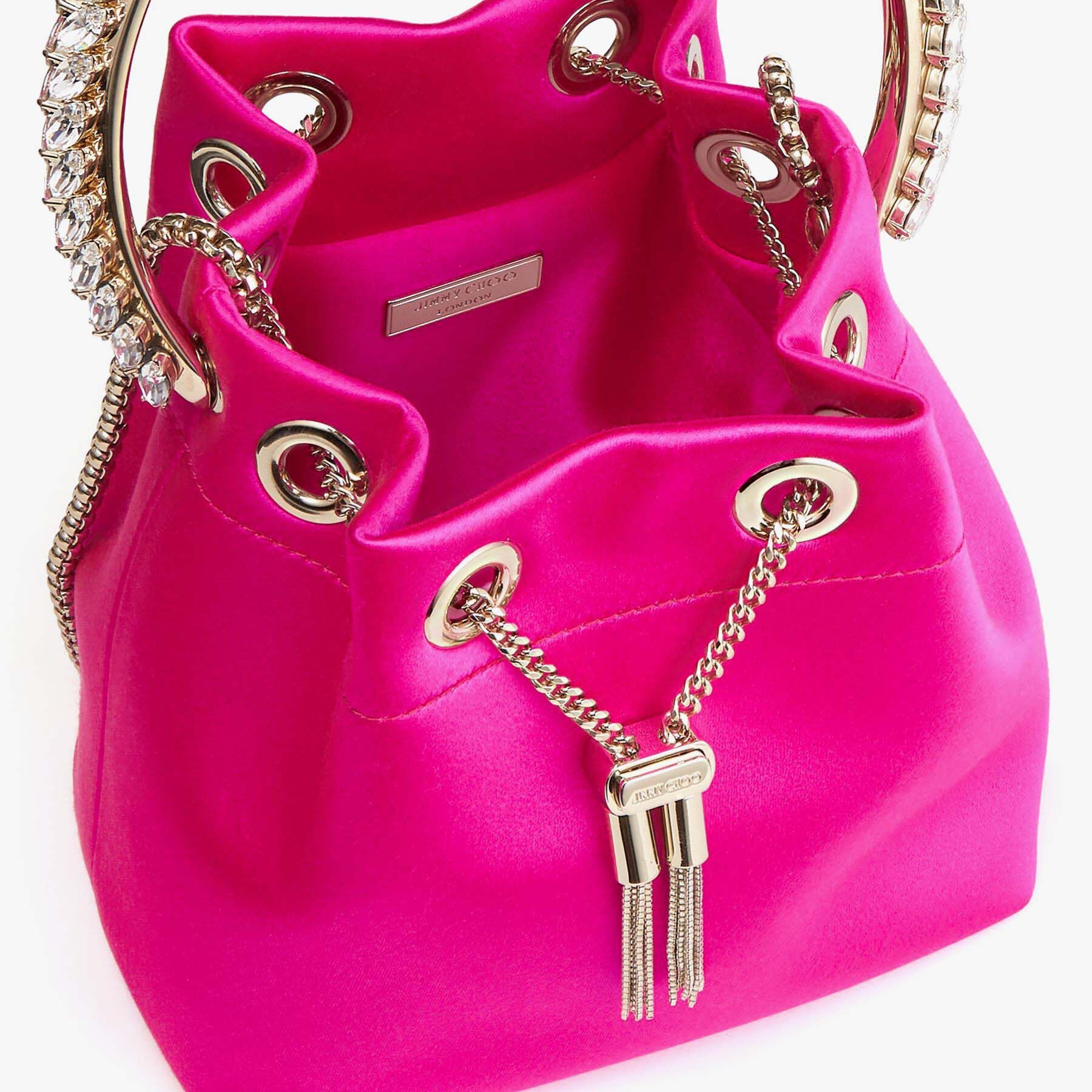 Bon Bon
Fuchsia Satin Bag with Crystal Handle - 3