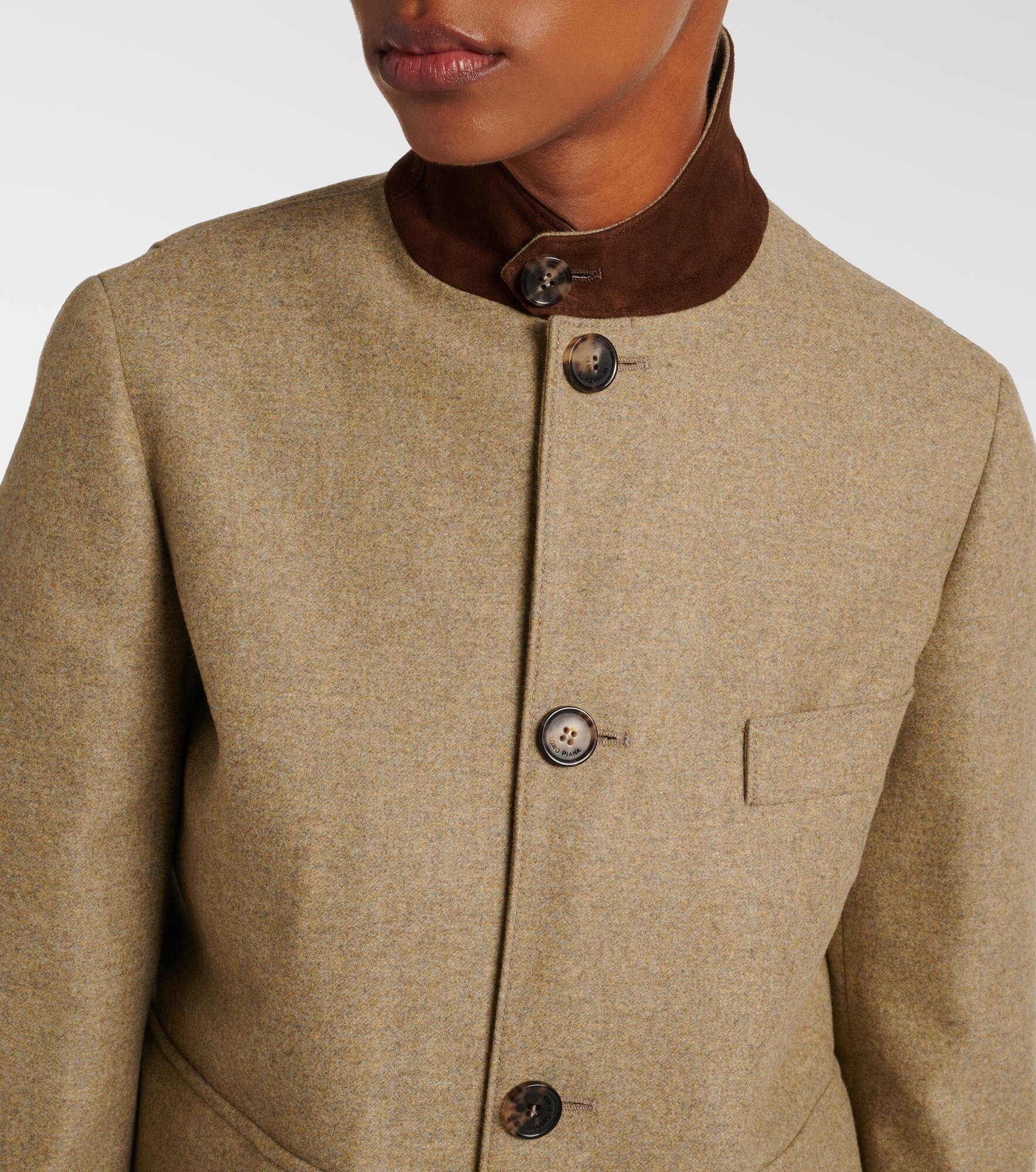 Roadster leather-trimmed wool-blend jacket - 4