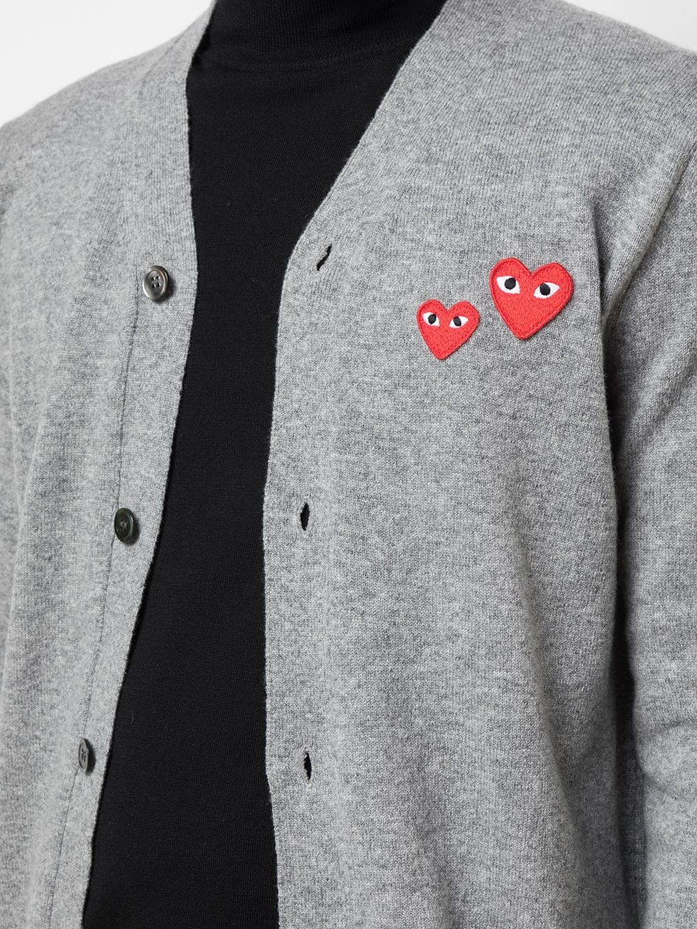 appliqué heart cardigan - 5