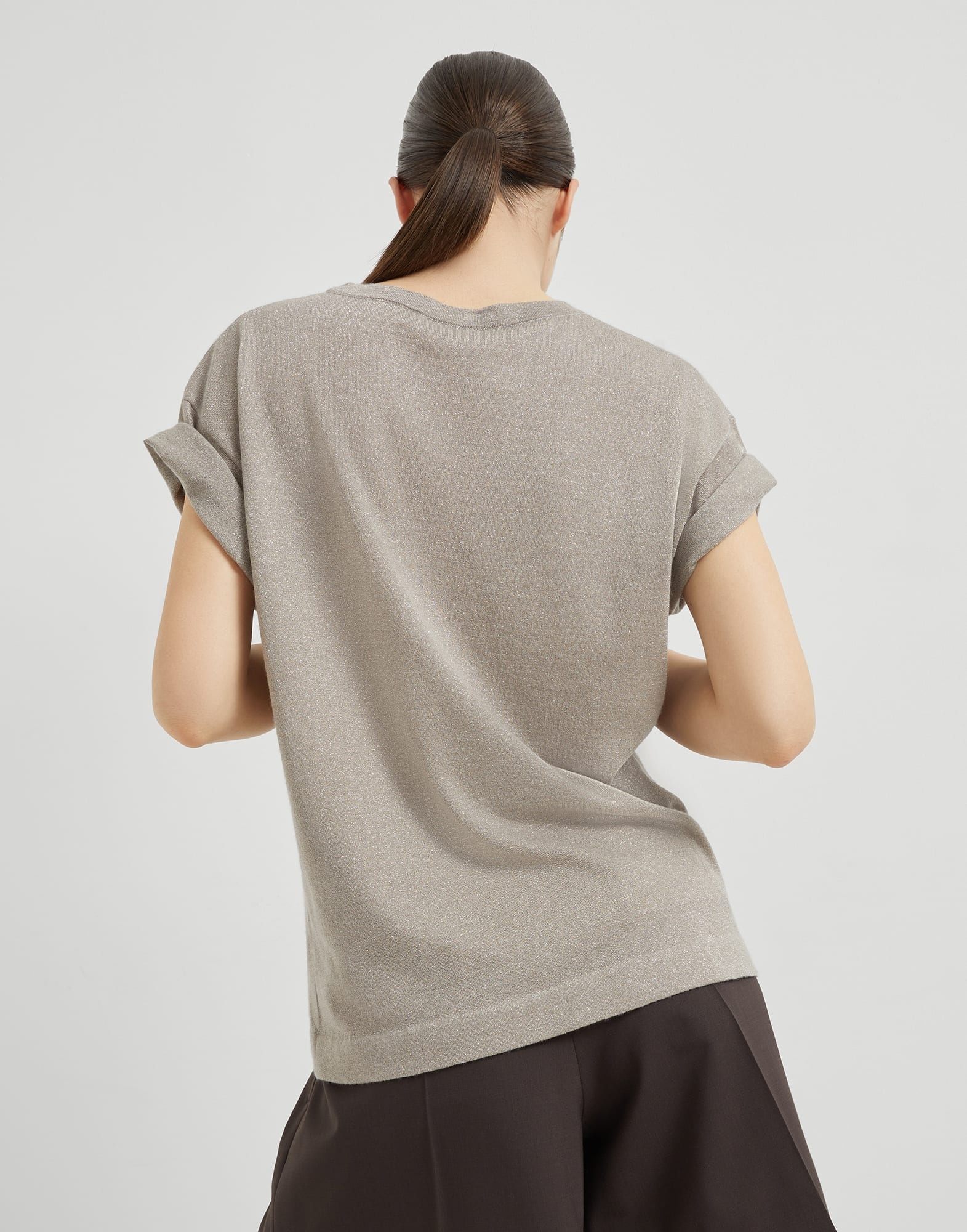 Sparkling cashmere and silk lightweight knit T-shirt - 2