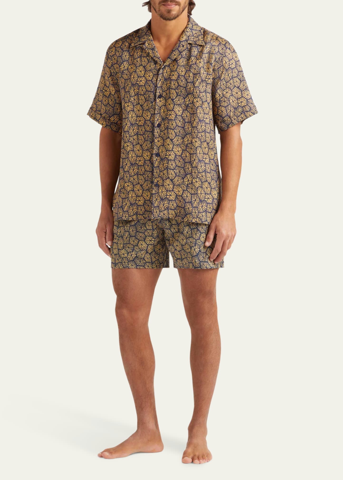 Men's Linen Flower-Print Camp Shirt - 2