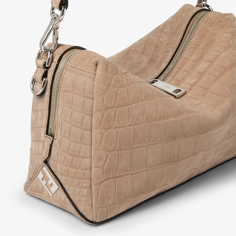 Fendi Lui Medium Camel-color nubuck crocodile leather bag 5