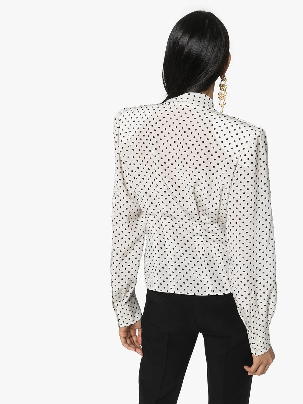 square-shoulder polka dot blouse - 4