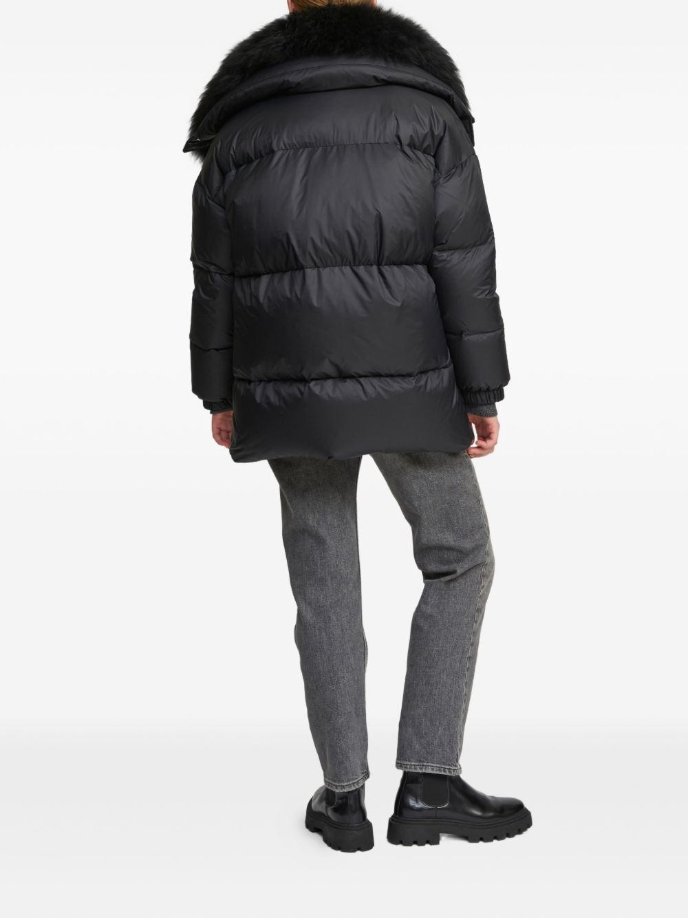 lambswool-trim puffer jacket - 3