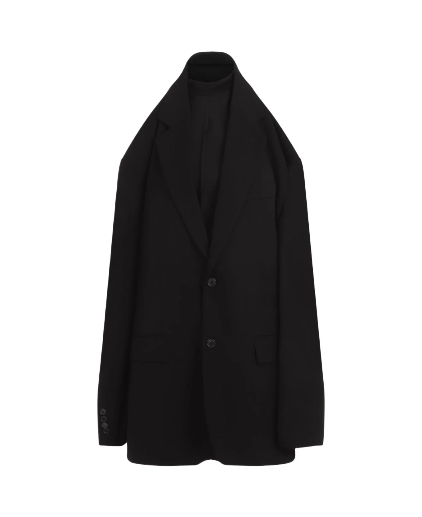 Black Viscose Blend Blazer Dress - 1