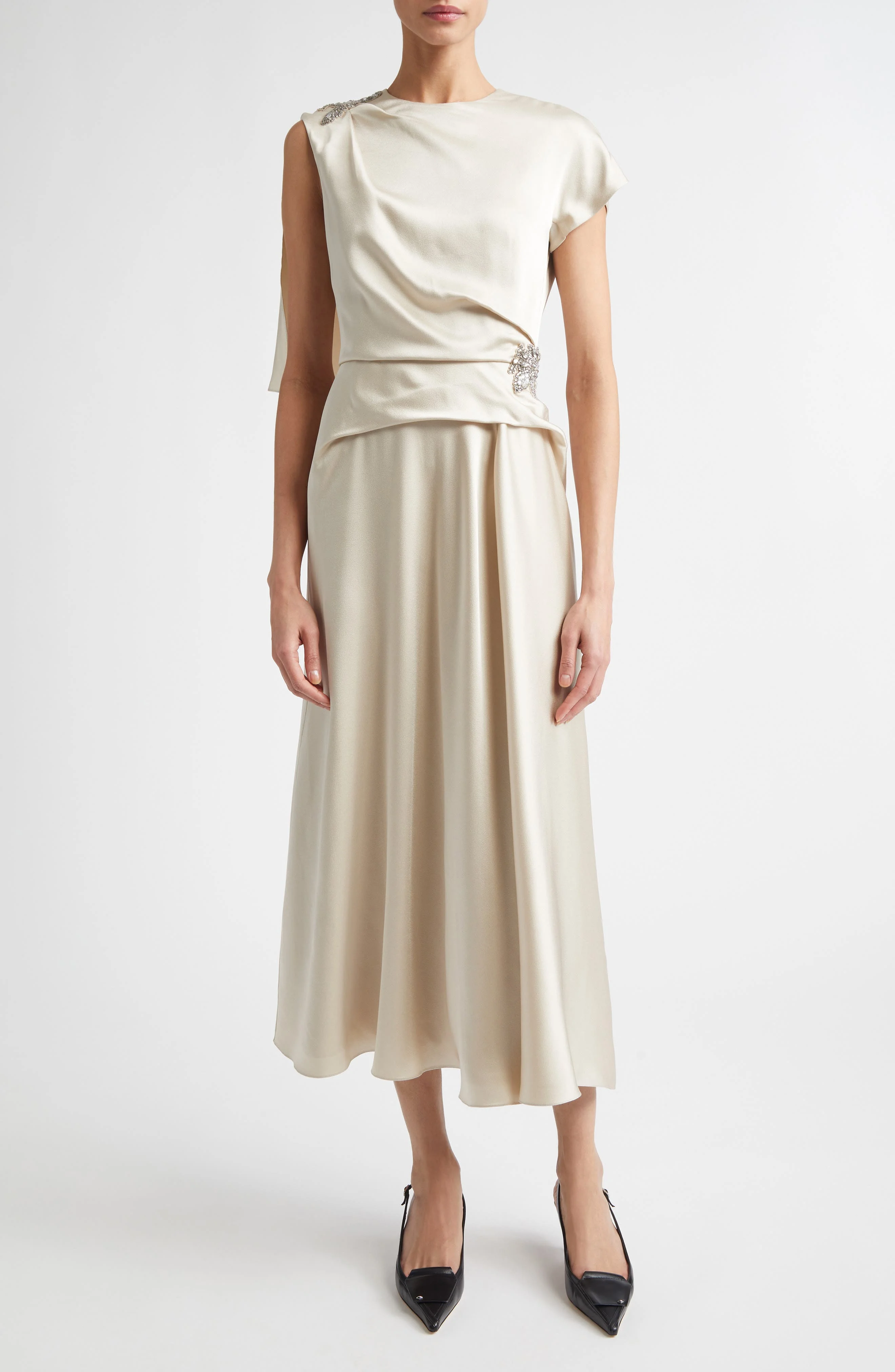 Erdem Drape Satin Gown in Champagne at Nordstrom - 1