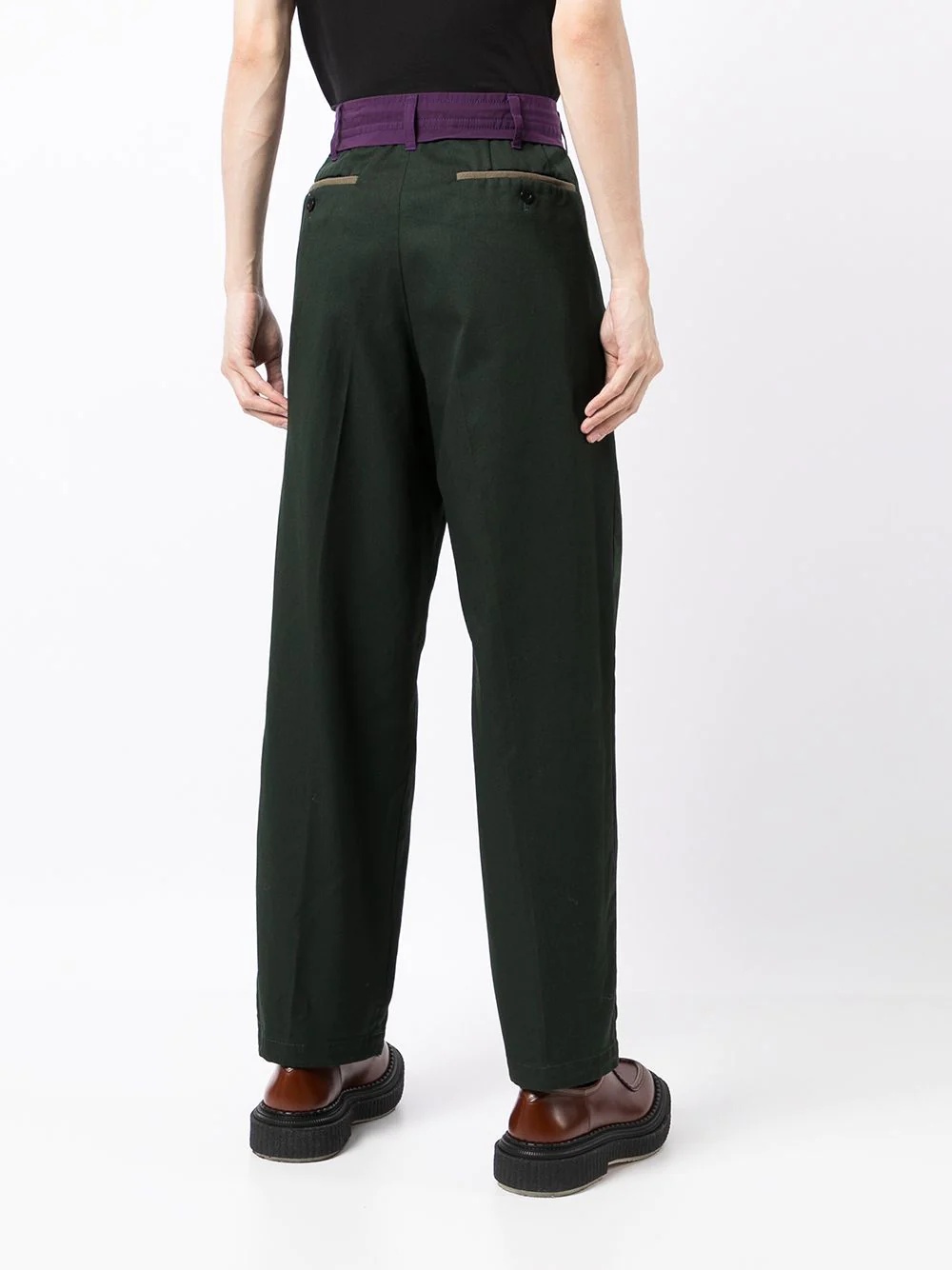 x Grosgrain pressed-crease chinos - 4