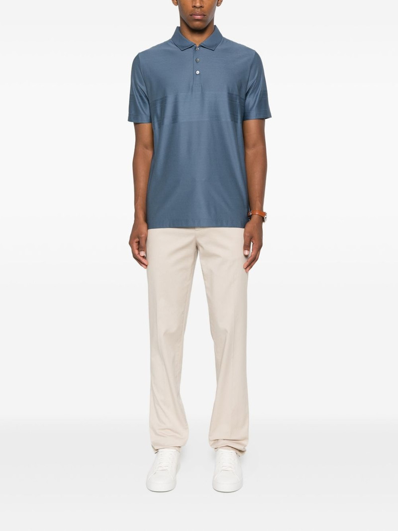 Canali stripe-detail polo shirt outlook