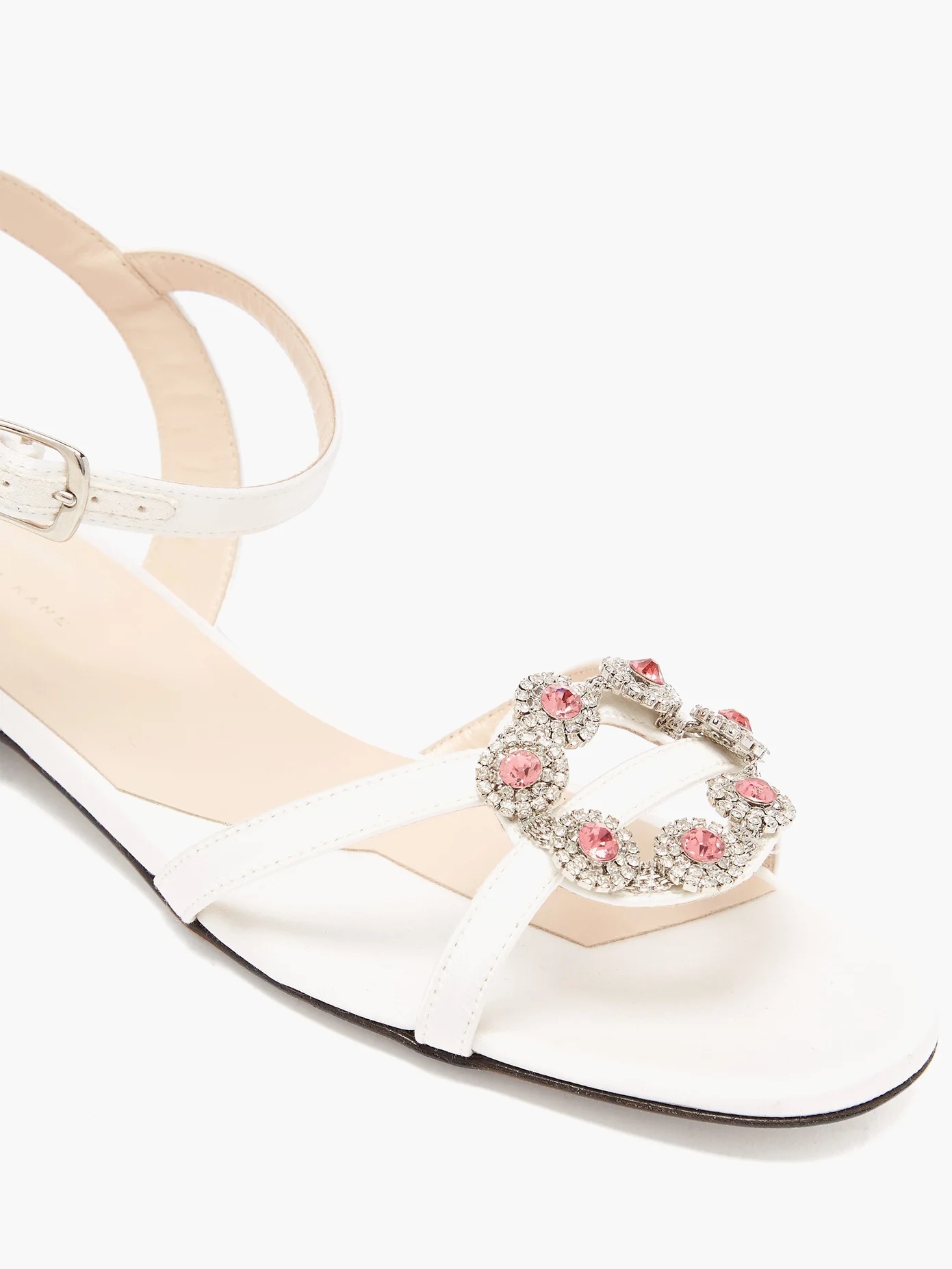 Crystal daisy-cupchain satin sandals - 6