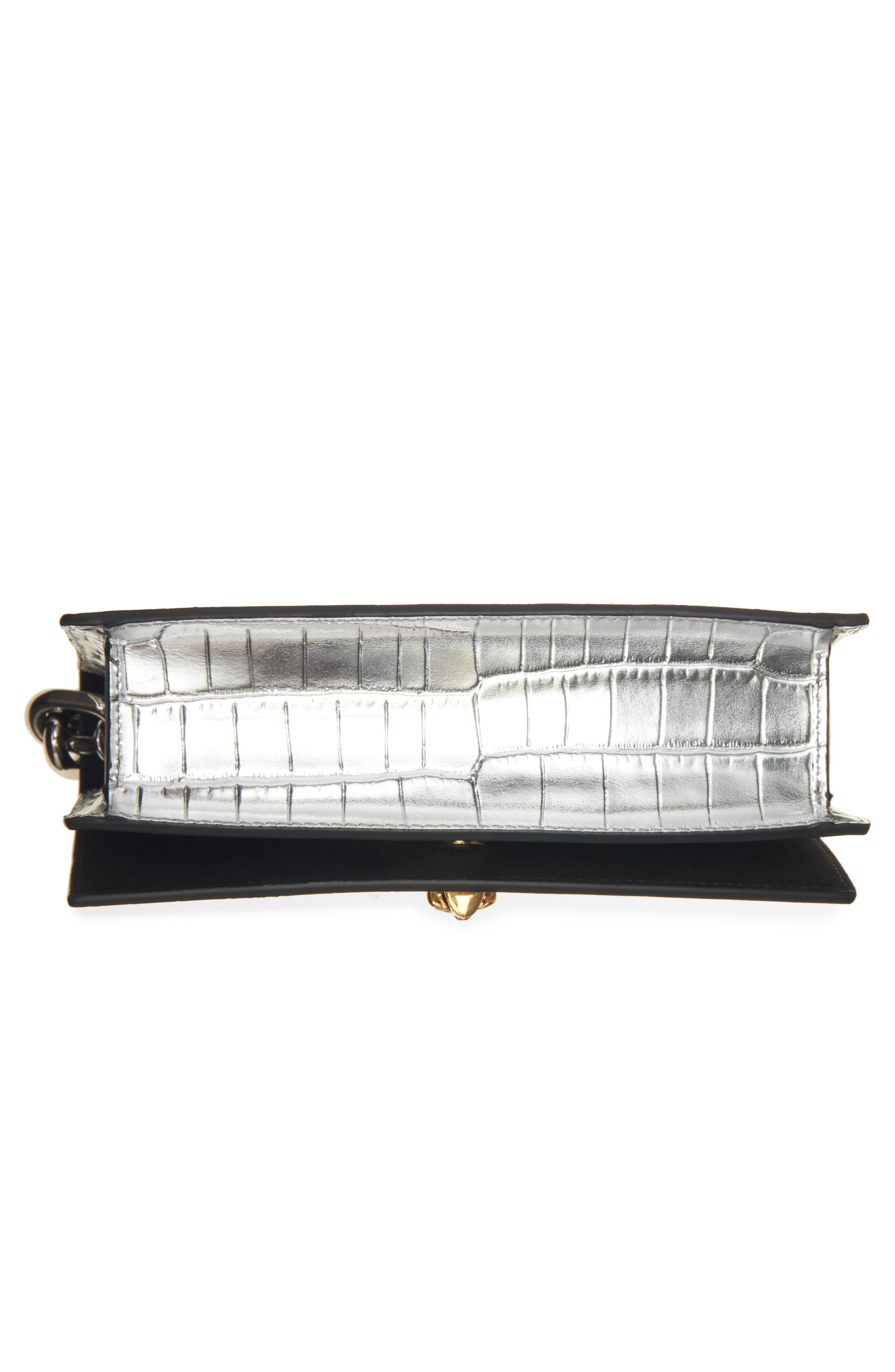 McQueen Small Skull Croc Embossed Leather Shoulder Bag in Silver/Gold at Nordstrom - 6