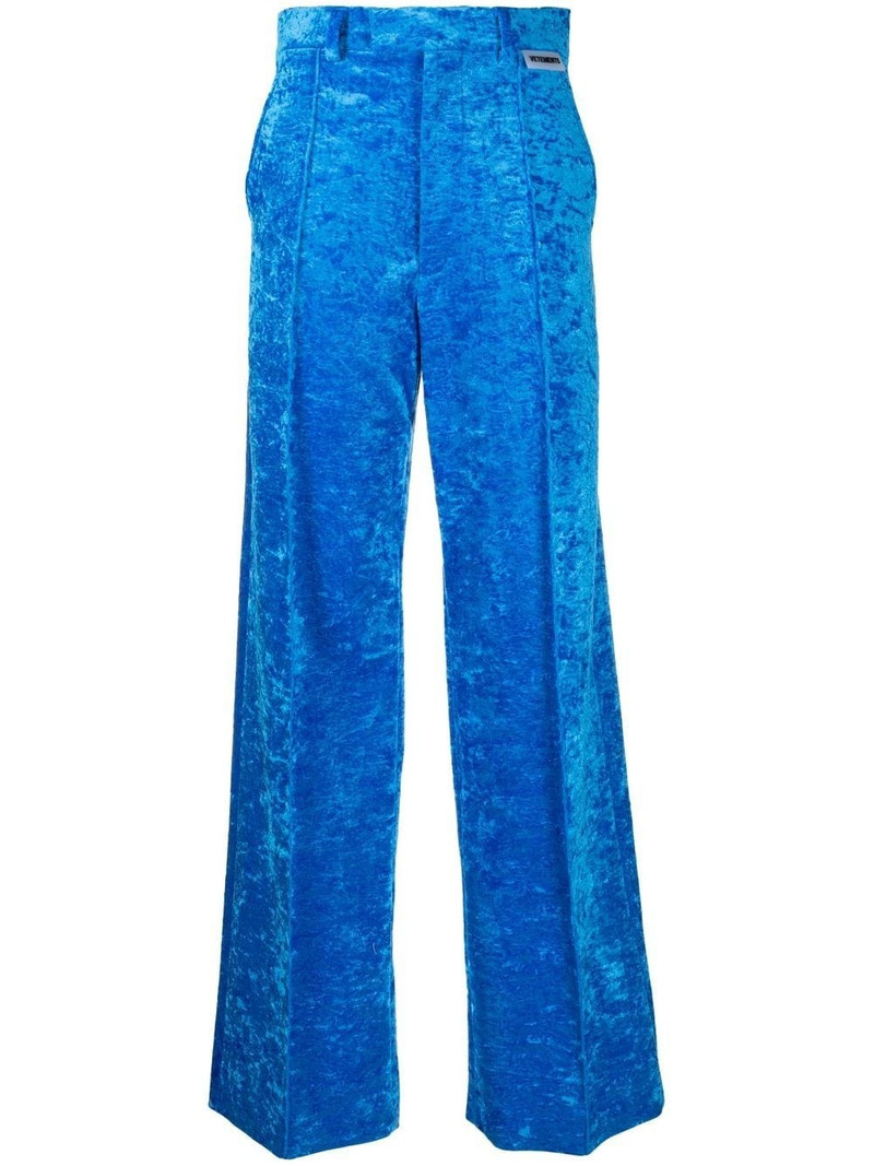 velvet high-waisted trousers 1