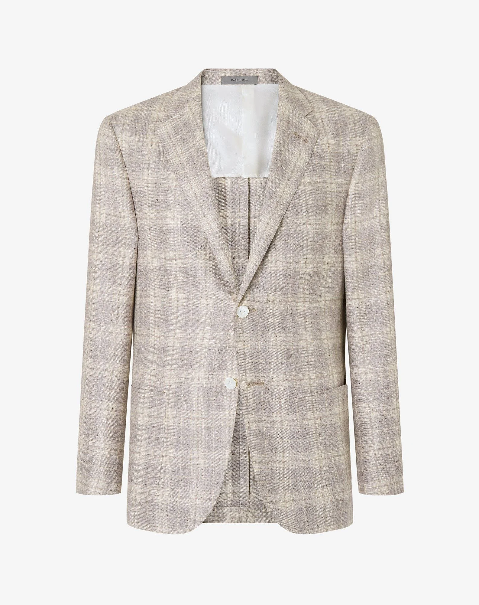 Beige overcheck jacket in silk and wool - 1