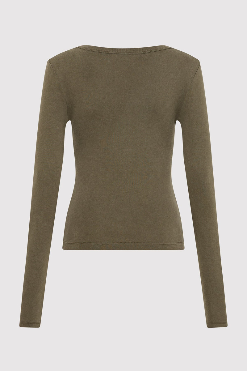 ST. AGNI Organic Cotton Long Sleeve Top - Kelp outlook