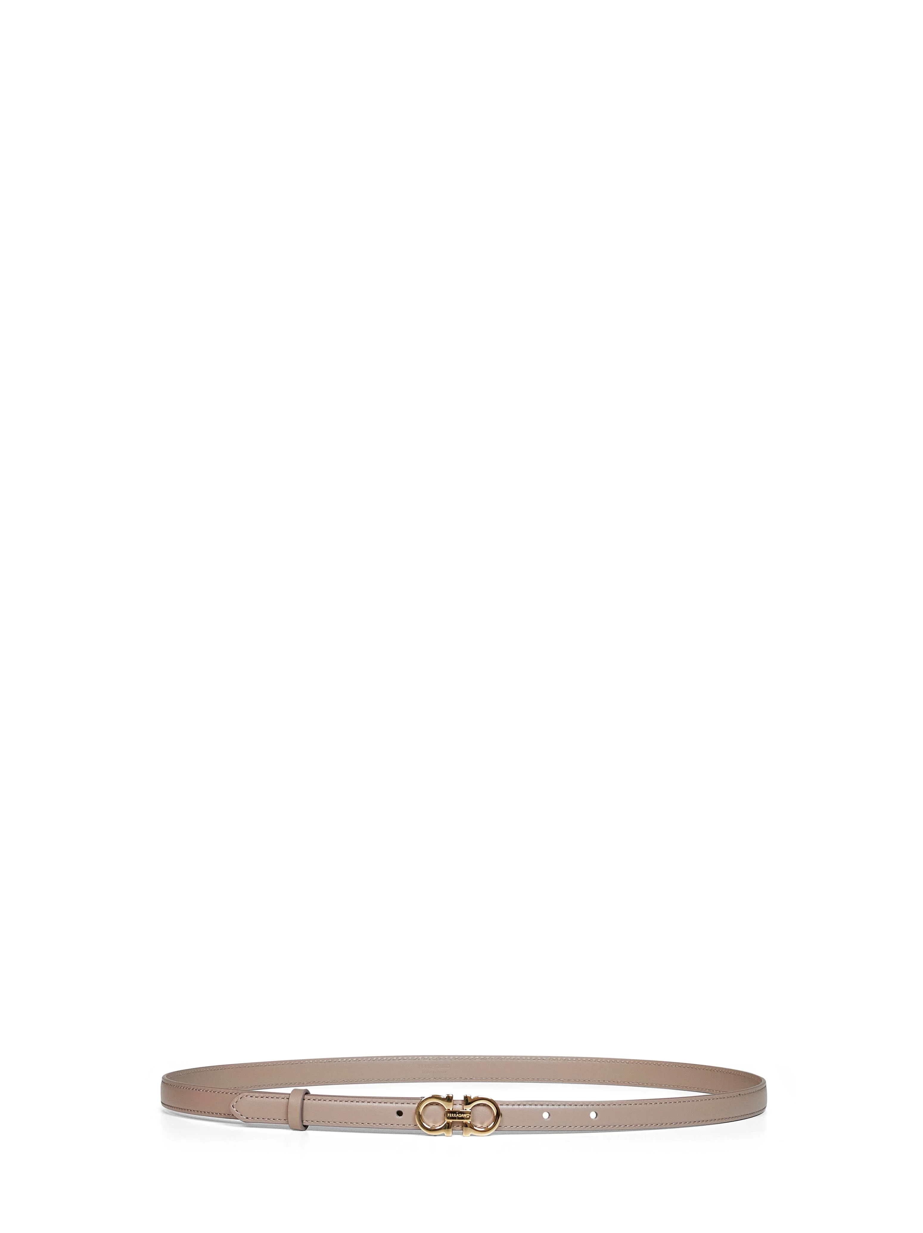 Warm taupe calf leather Gancini belt - 1