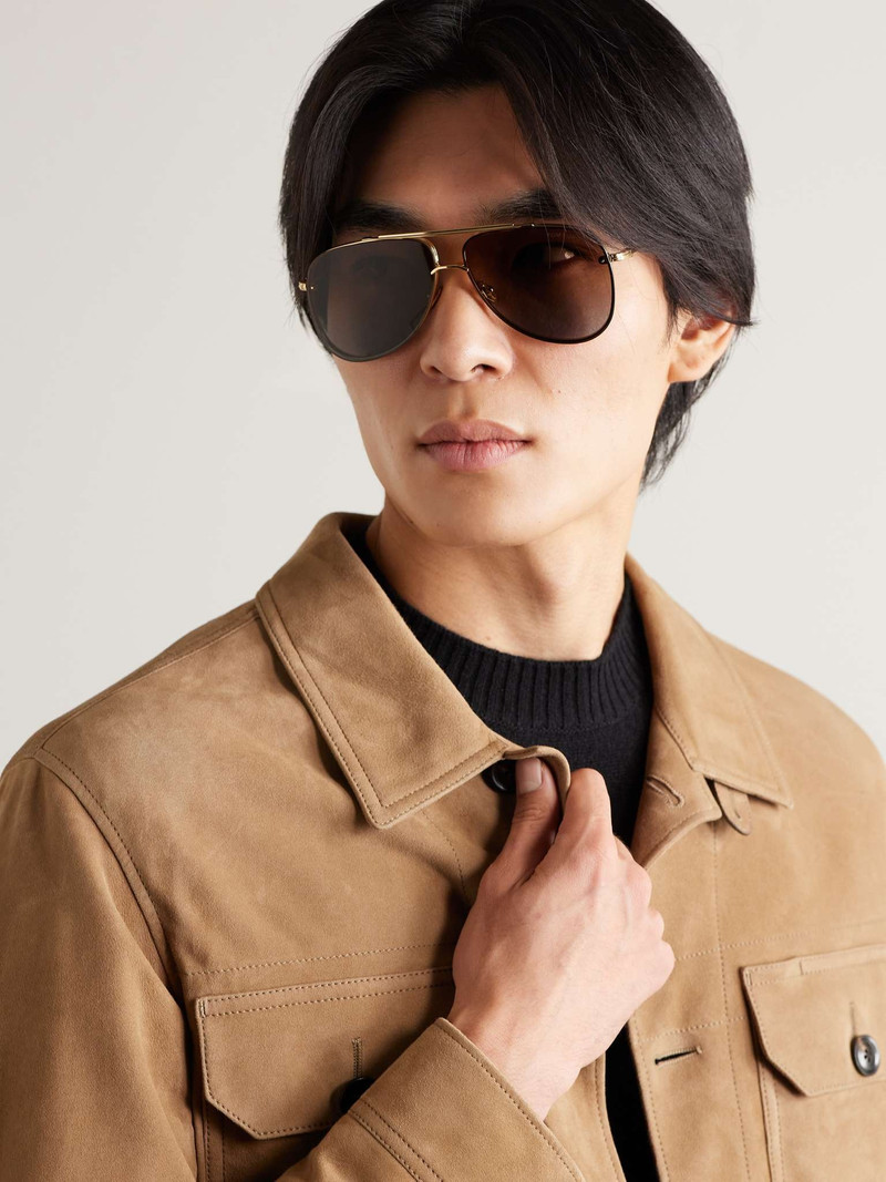 TOM FORD Leon Aviator-Style Gold-Tone Sunglasses outlook