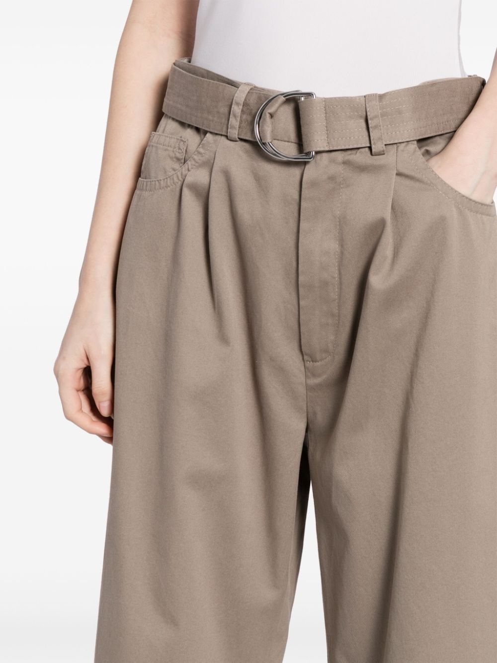 high-waisted cotton trousers - 5