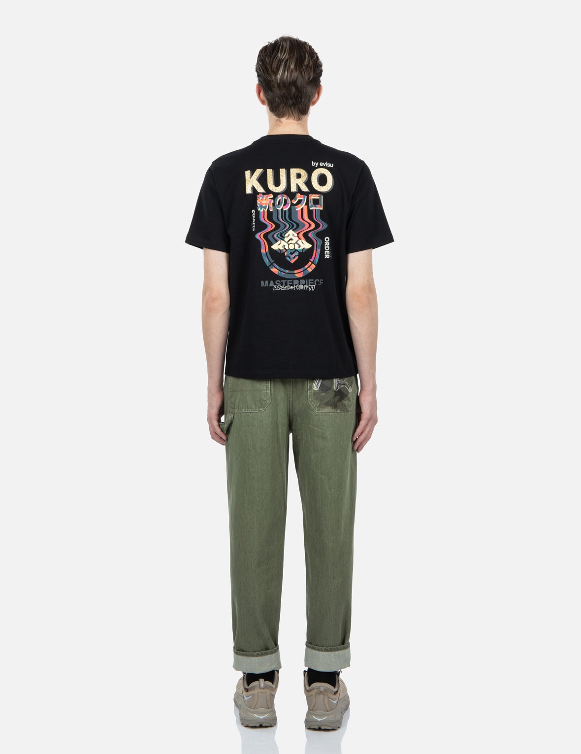 Brush Effect Seagull Print Carrot Jeans - 5