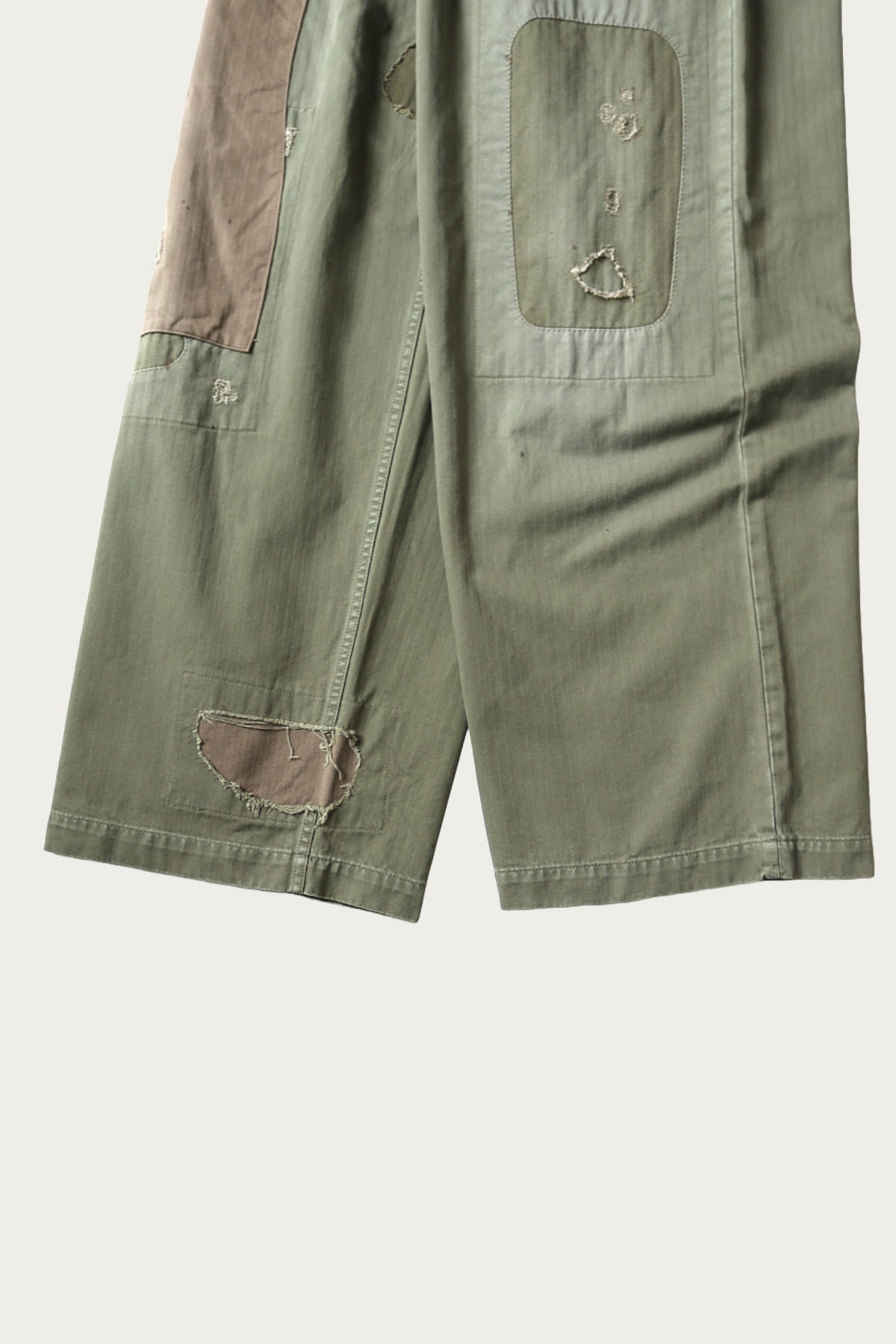 Herringbone FATIGUE Baggy Pants (RUSHFILED Remake) - Khaki - 9