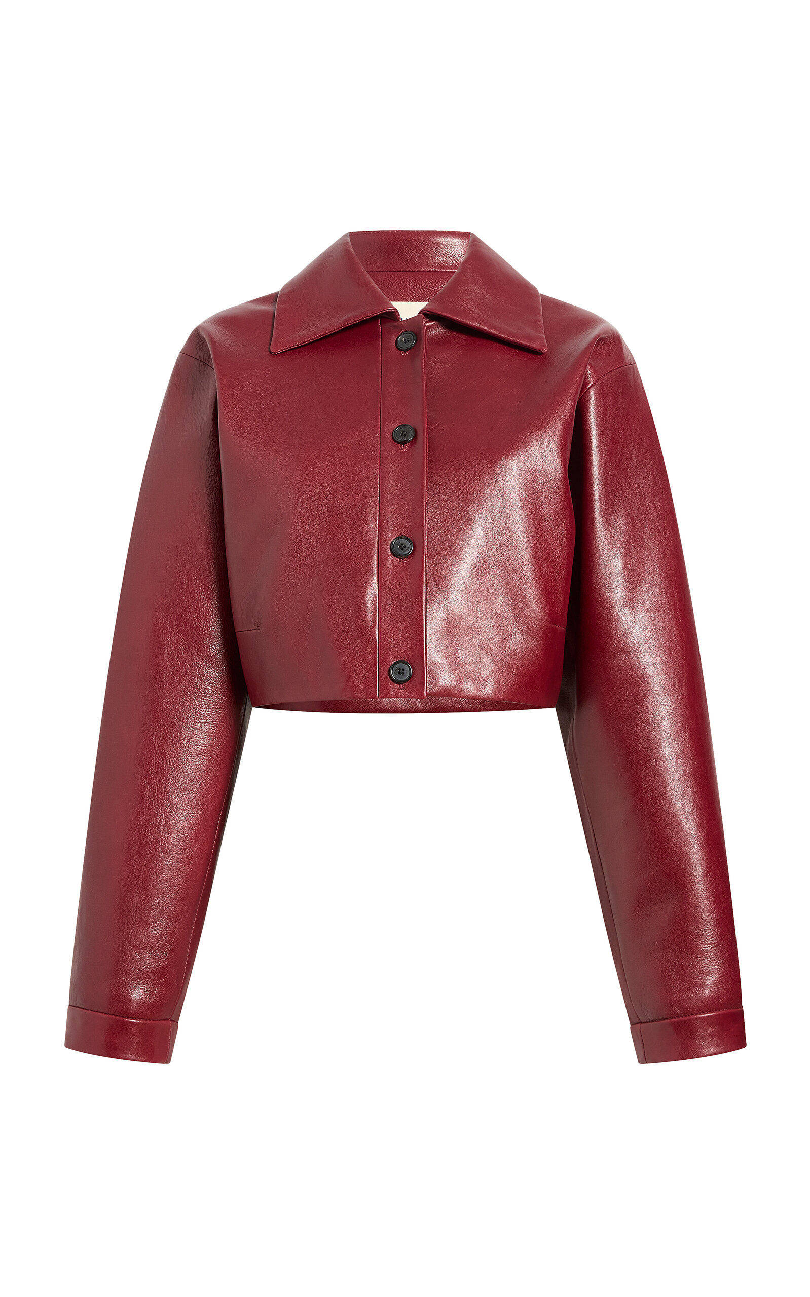 Sue Cropped Leather Jacket burgundy - 1