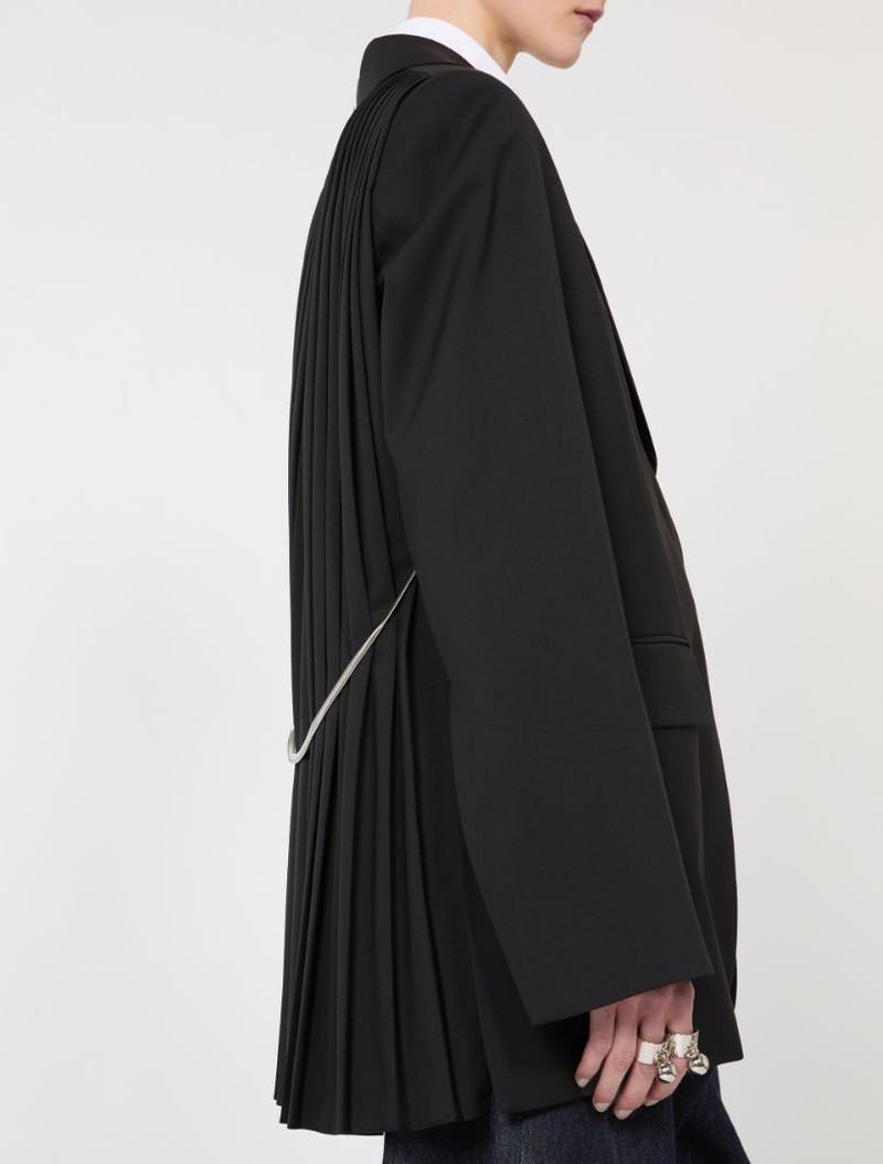 Tailored wool blazer with pleated back - black 5
