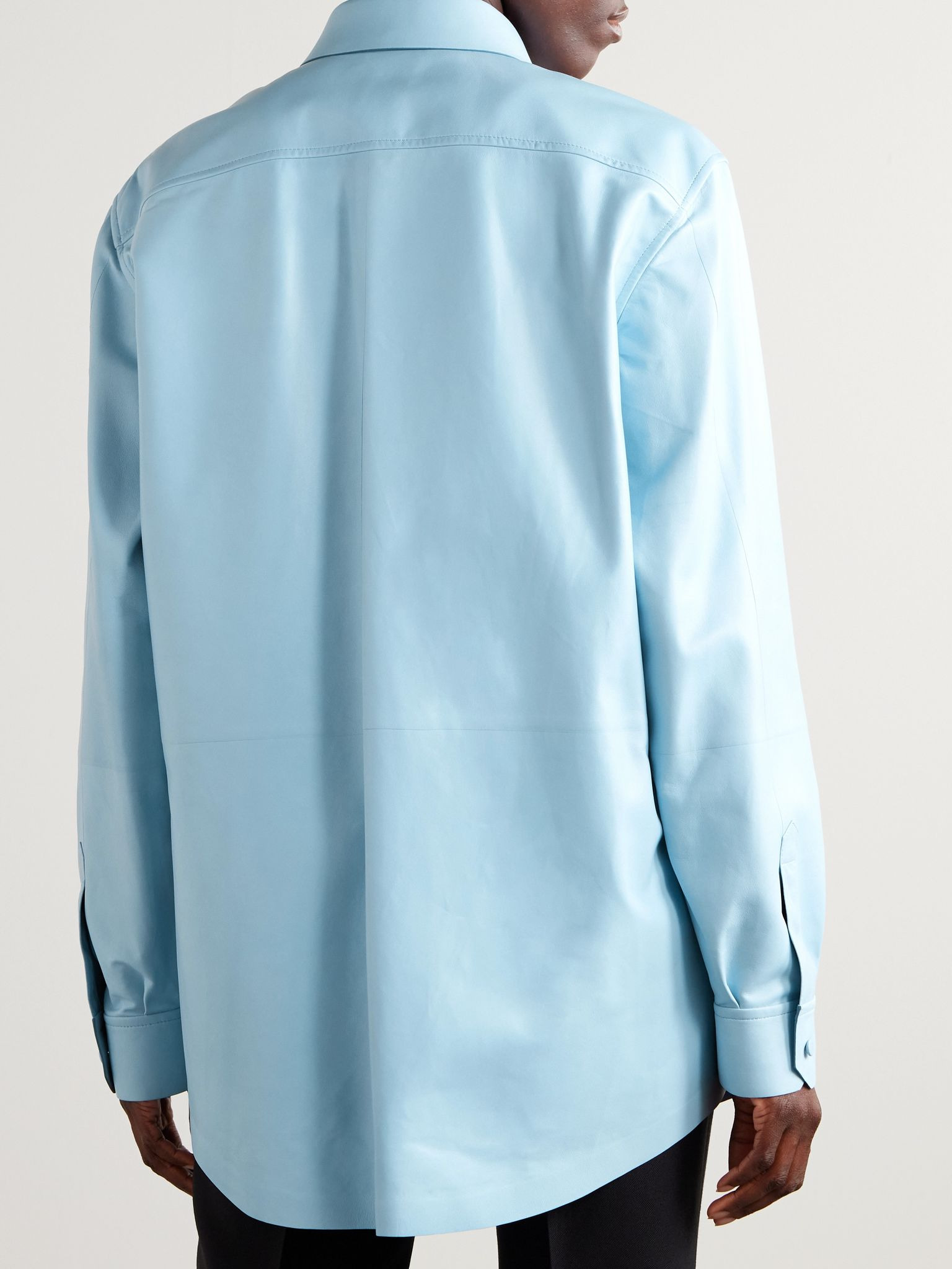 Leather shirt Light blue - 4