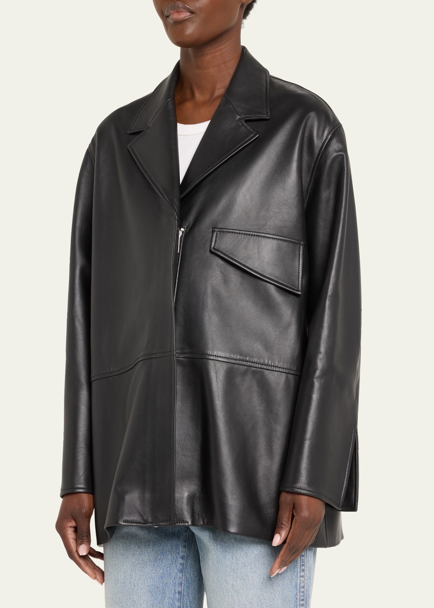 Charli Leather Zip-Front Jacket - 4