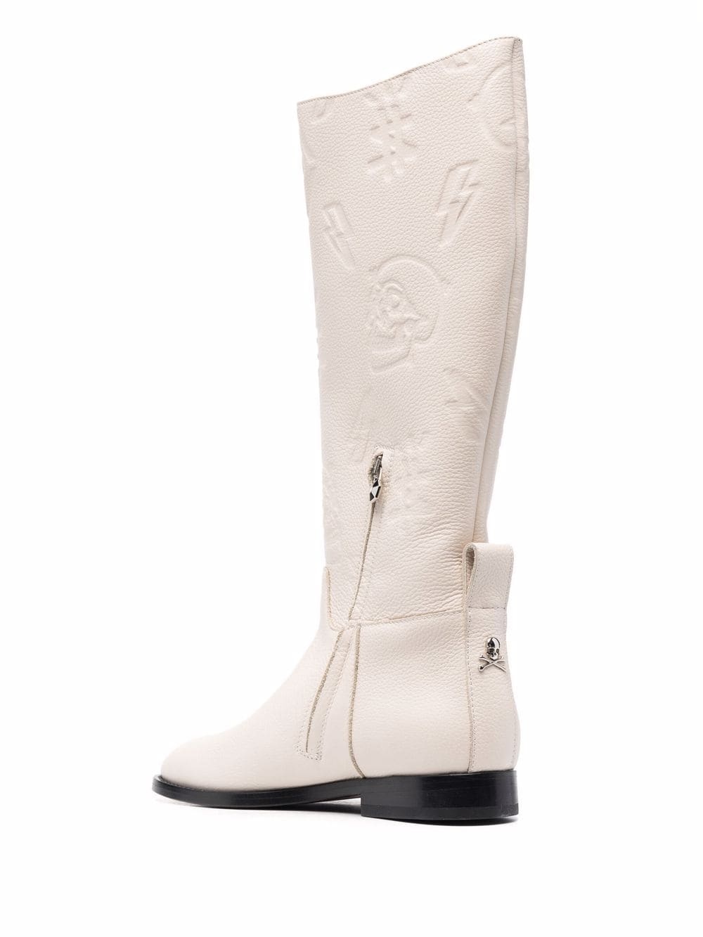 embossed-logo knee-high boots - 3