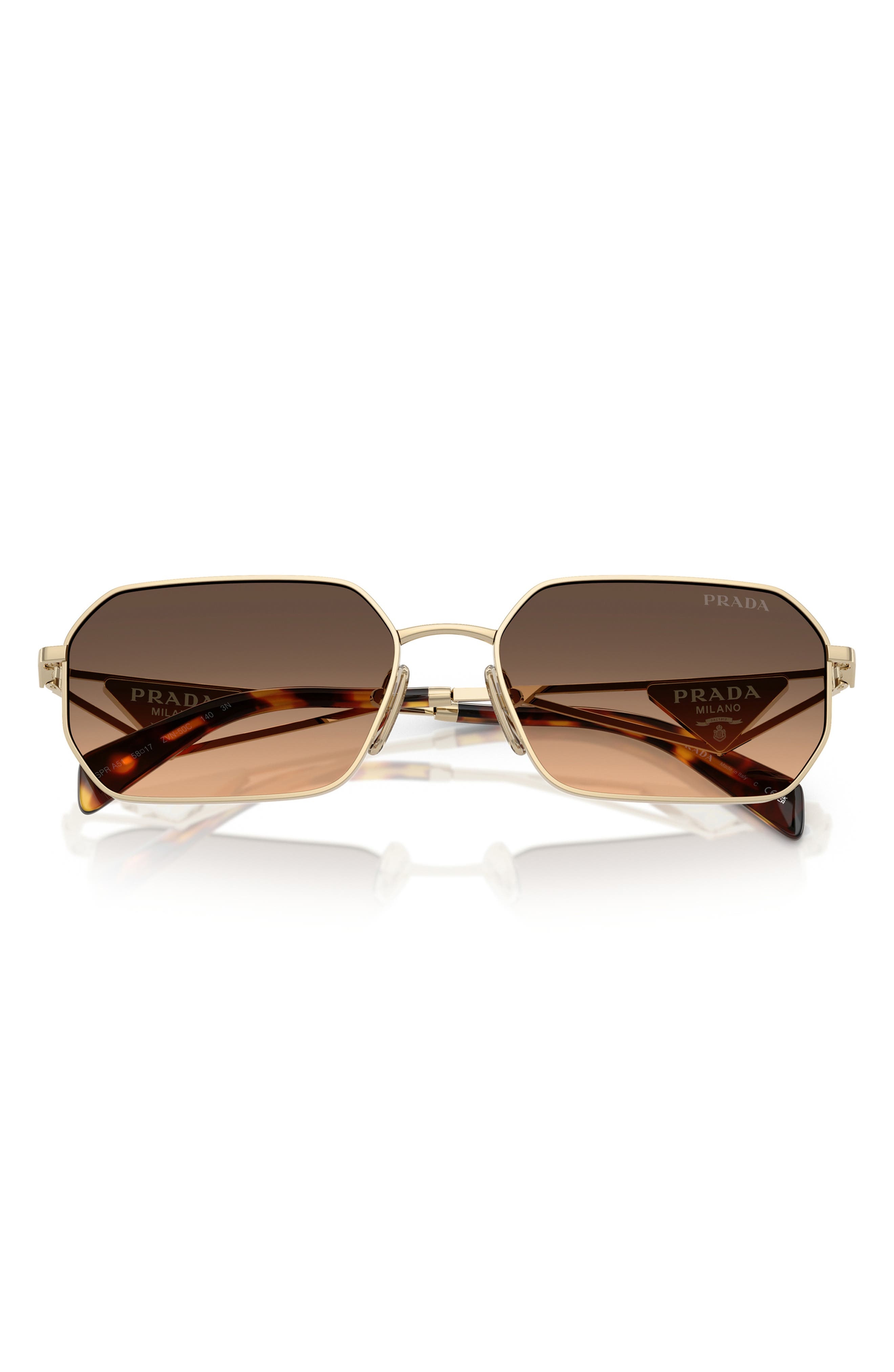 Prada 58mm Gradient Rectangular Sunglasses in Pale Gold at Nordstrom - 4