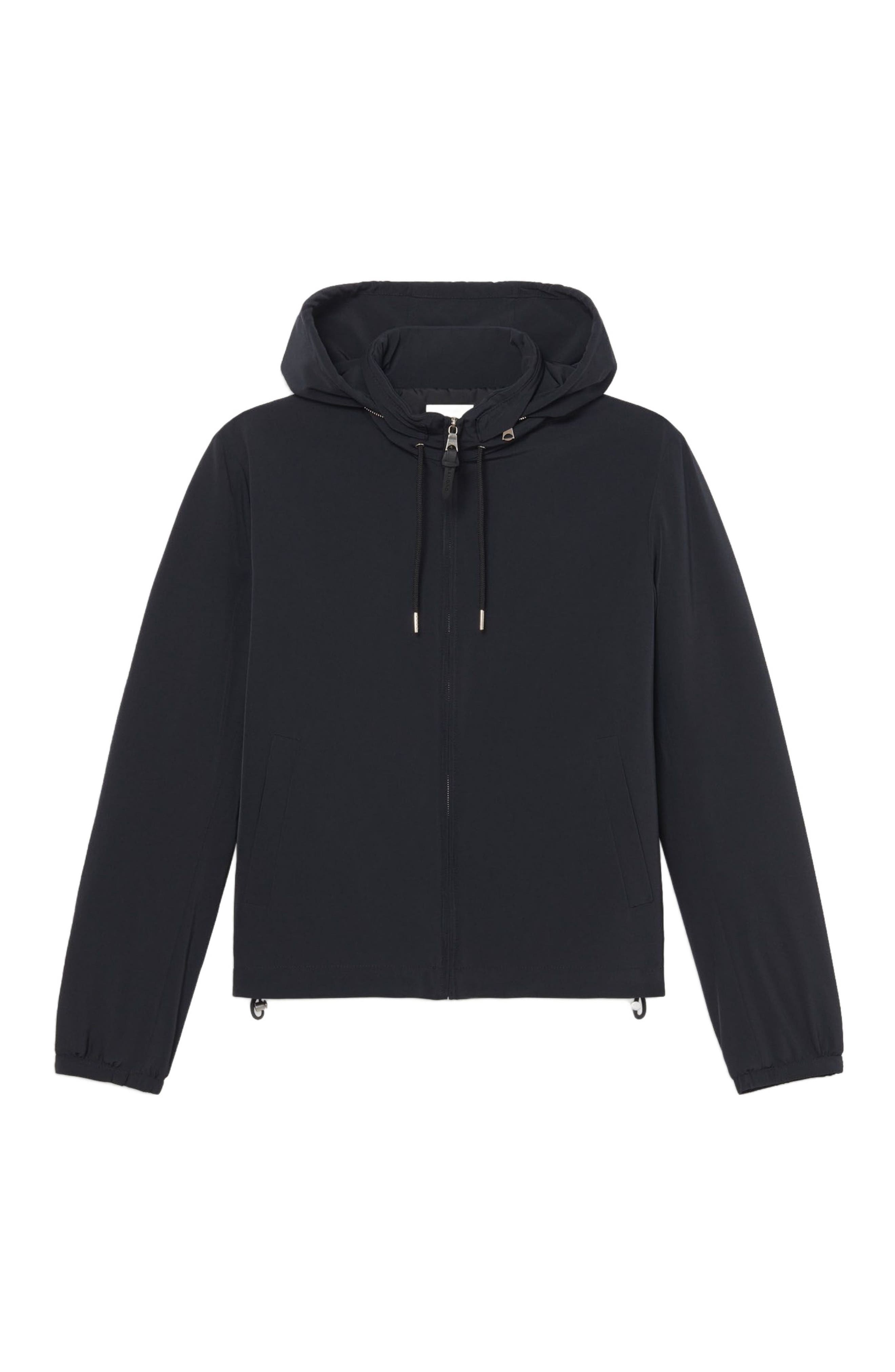 SANDRO Zip-up hooded jacket in Navy Blue at Nordstrom - 6