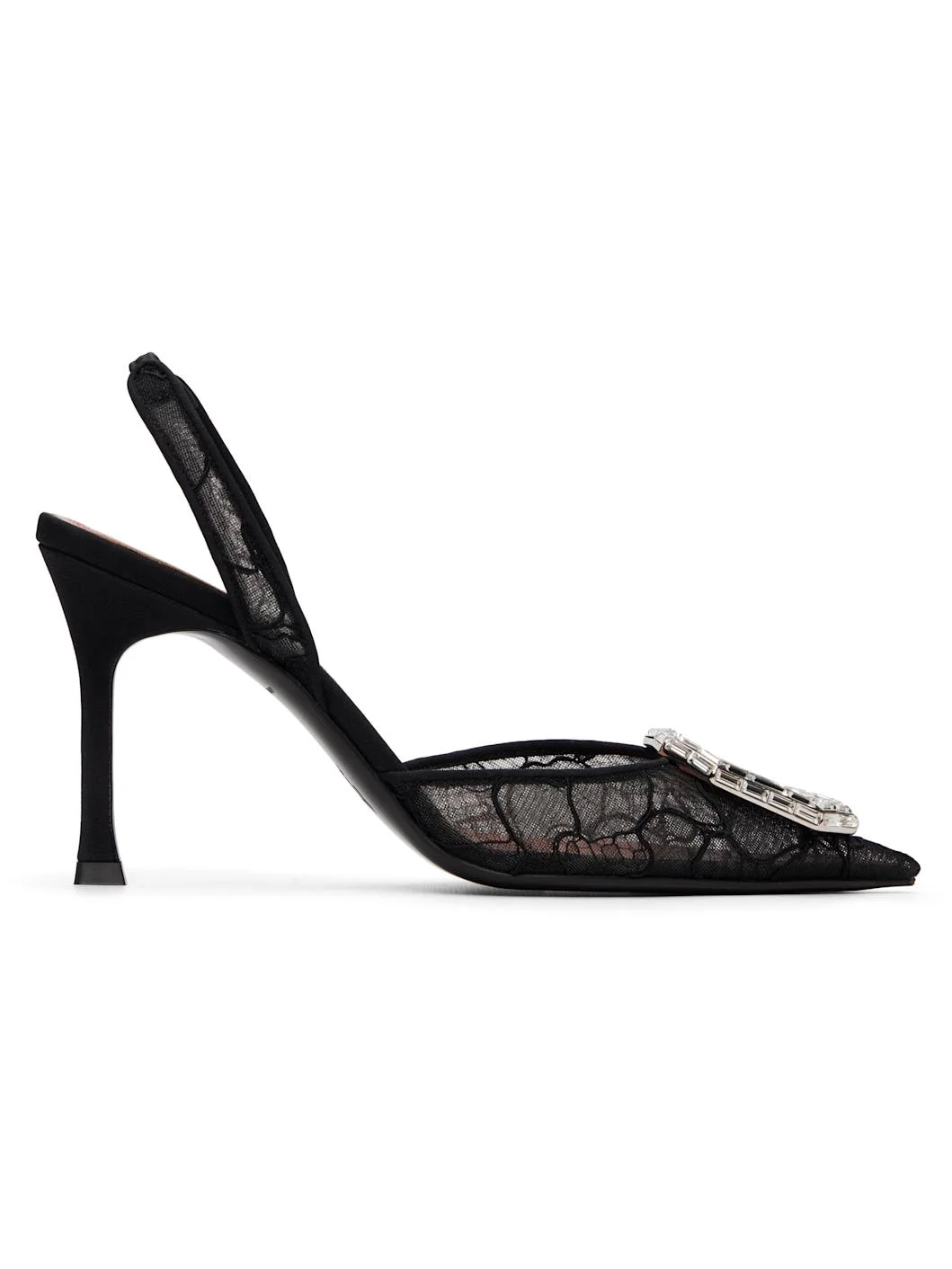 Black Camelia Lace Sling 90 Heels - 1