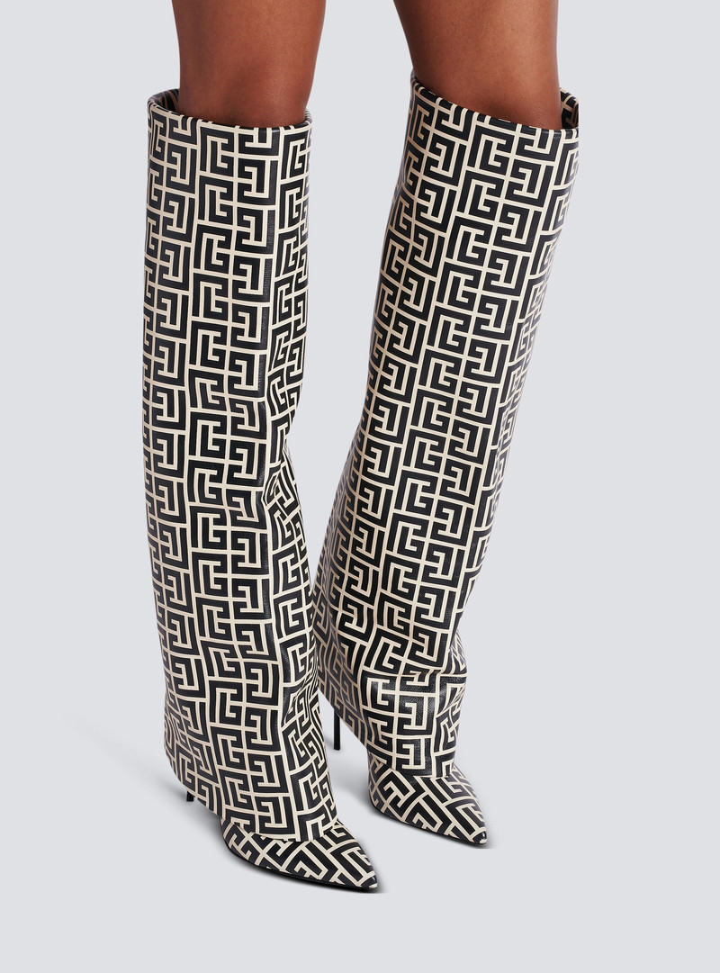 Balmain Ariel monogrammed leather boots outlook