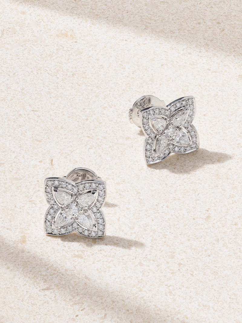 Enchanted Lotus 18-karat White Gold Diamond Earrings 1