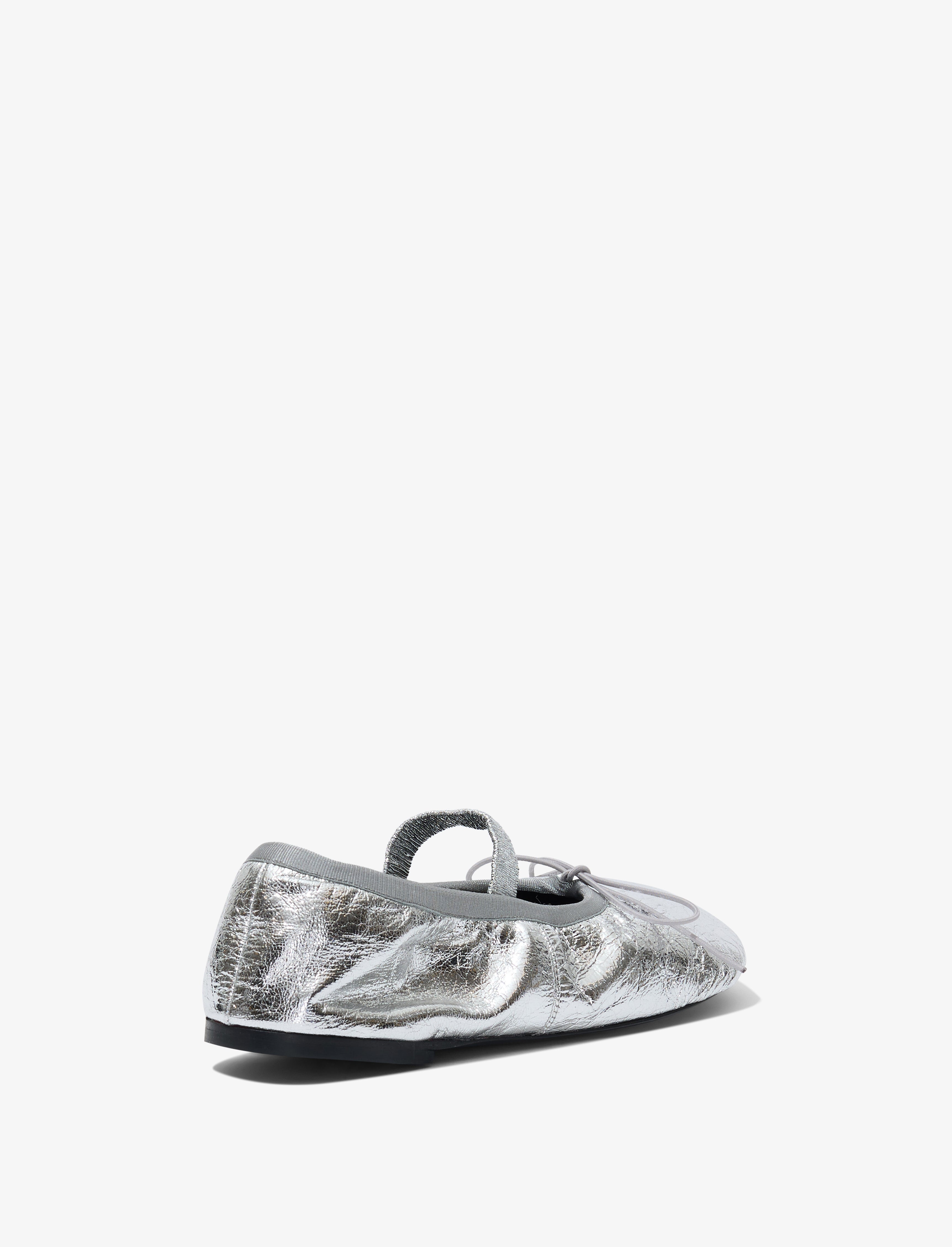 Glove Mary Jane Ballet Flats in Crinkled Metallic - 3