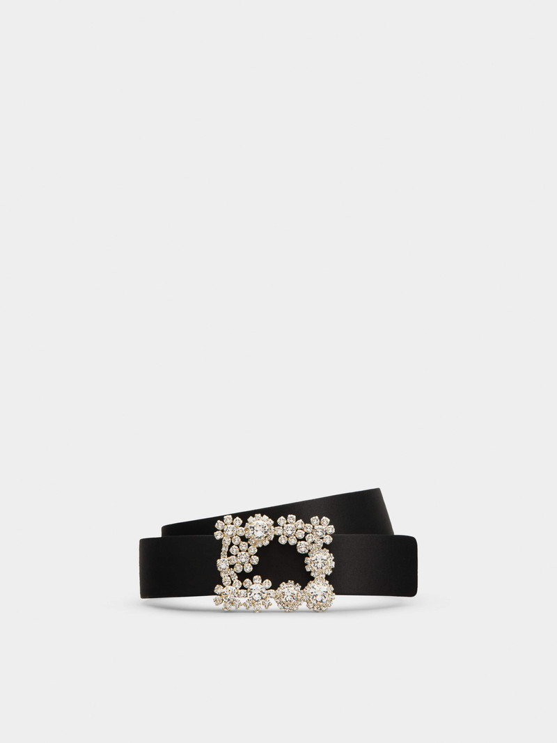 Flower Strass Buckle Belt in Satin 1