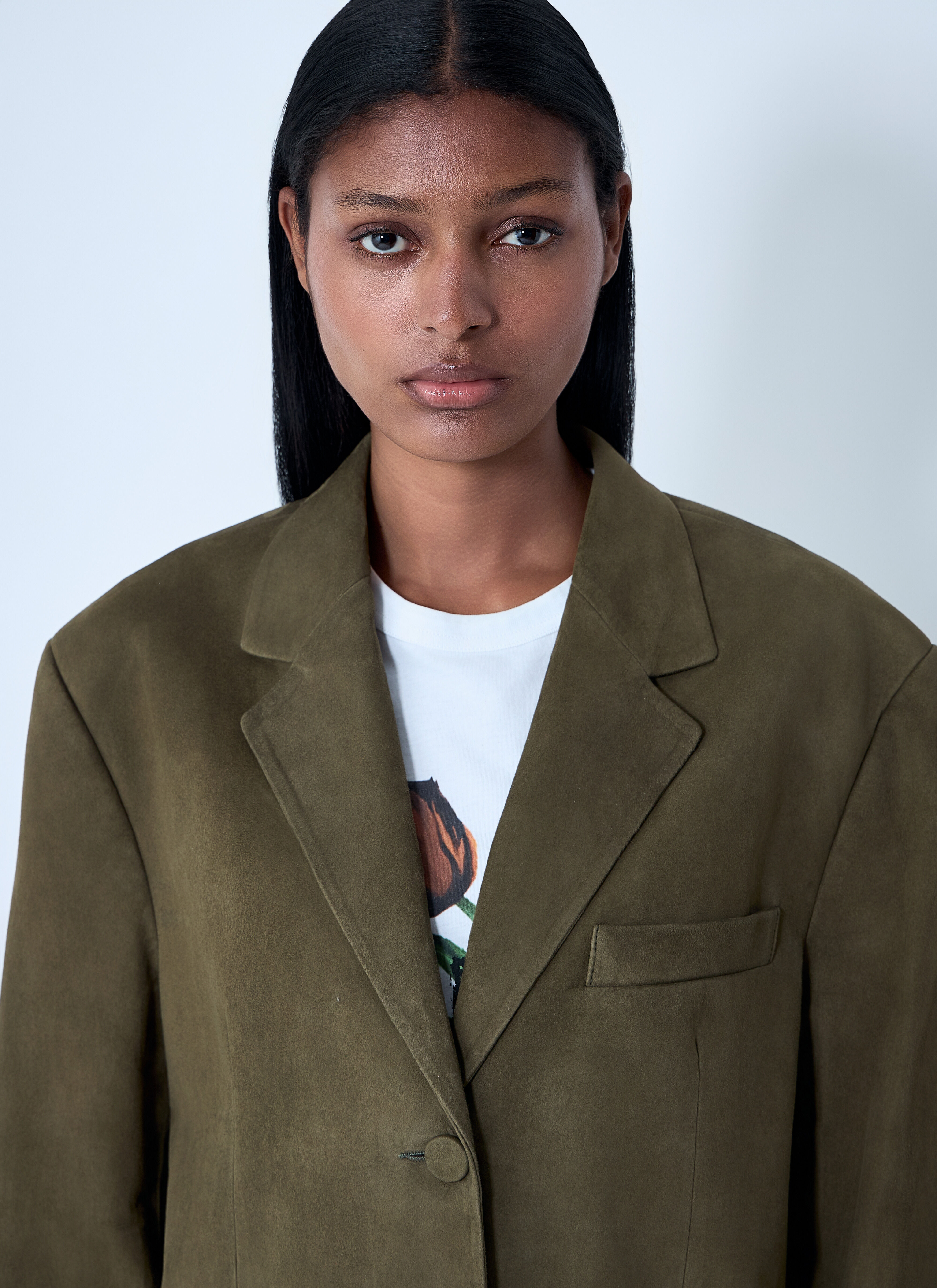 Suede Single-Breasted Blazer - 5
