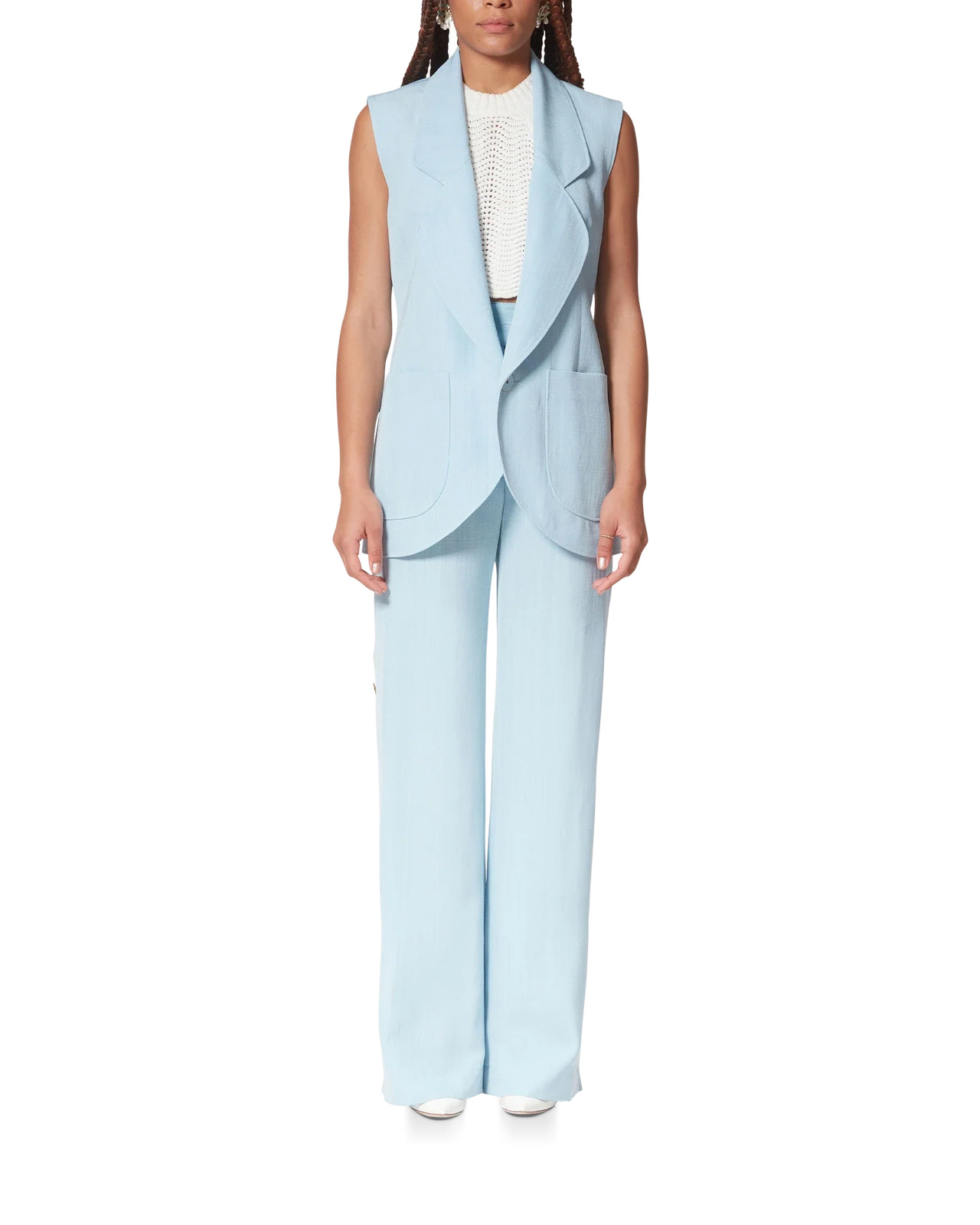 Sleeveless Single Breasted Tailored Blazer - 2