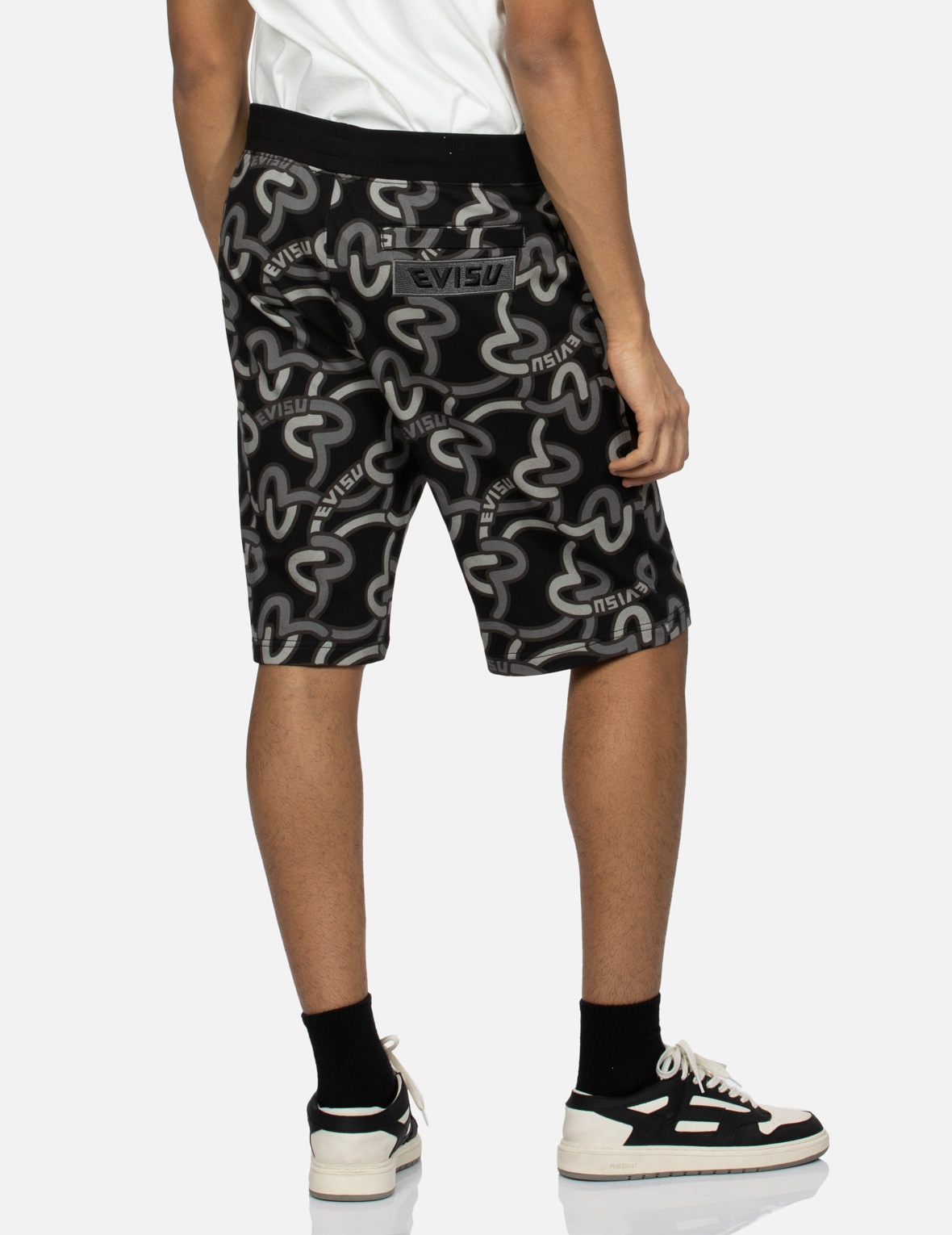 ALLOVER OVERLAPPING SEAGULL PRINT REGULAR FIT SWEAT SHORTS - 7