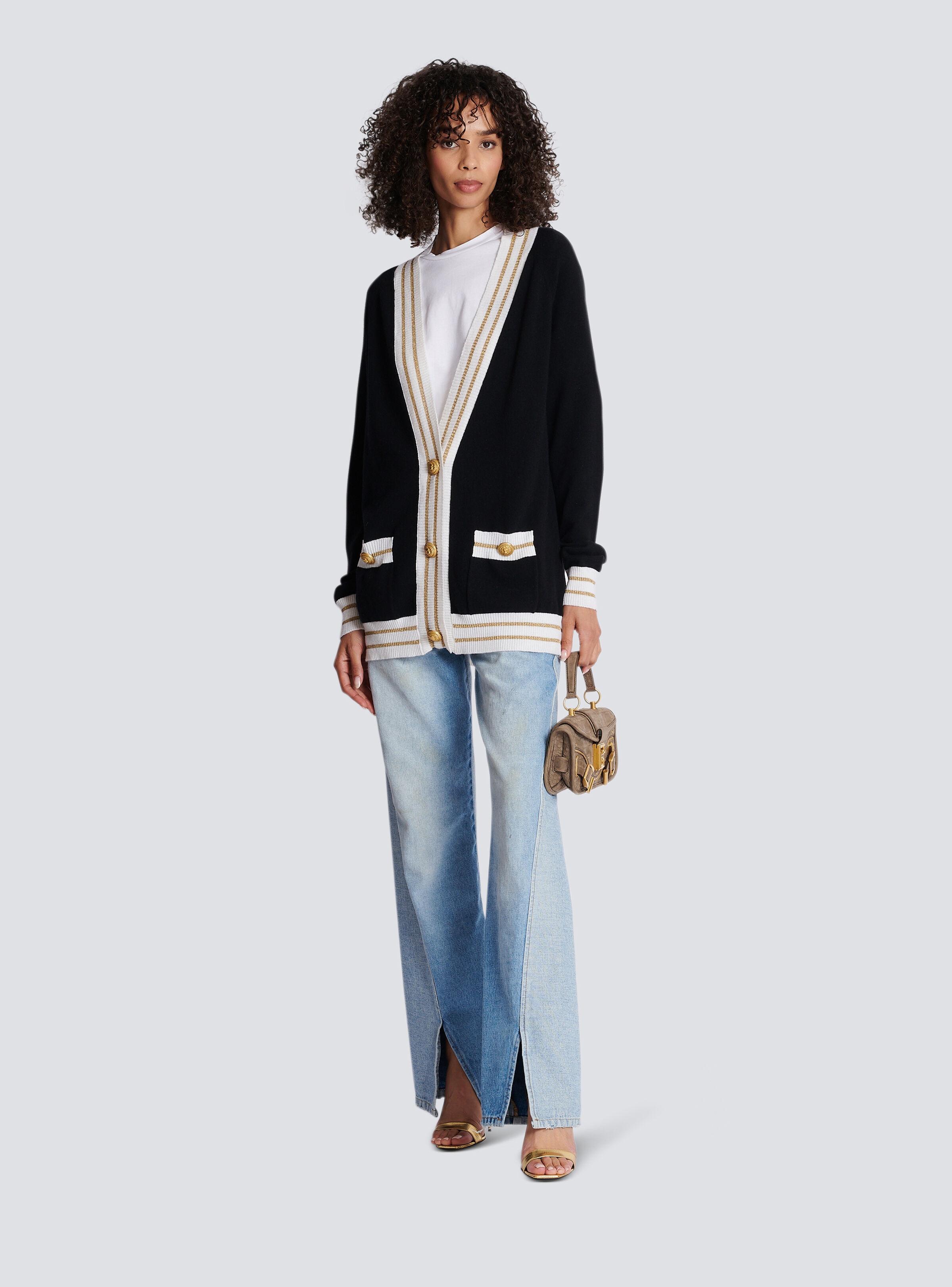 Cashmere cardigan with Balmain logo - 3